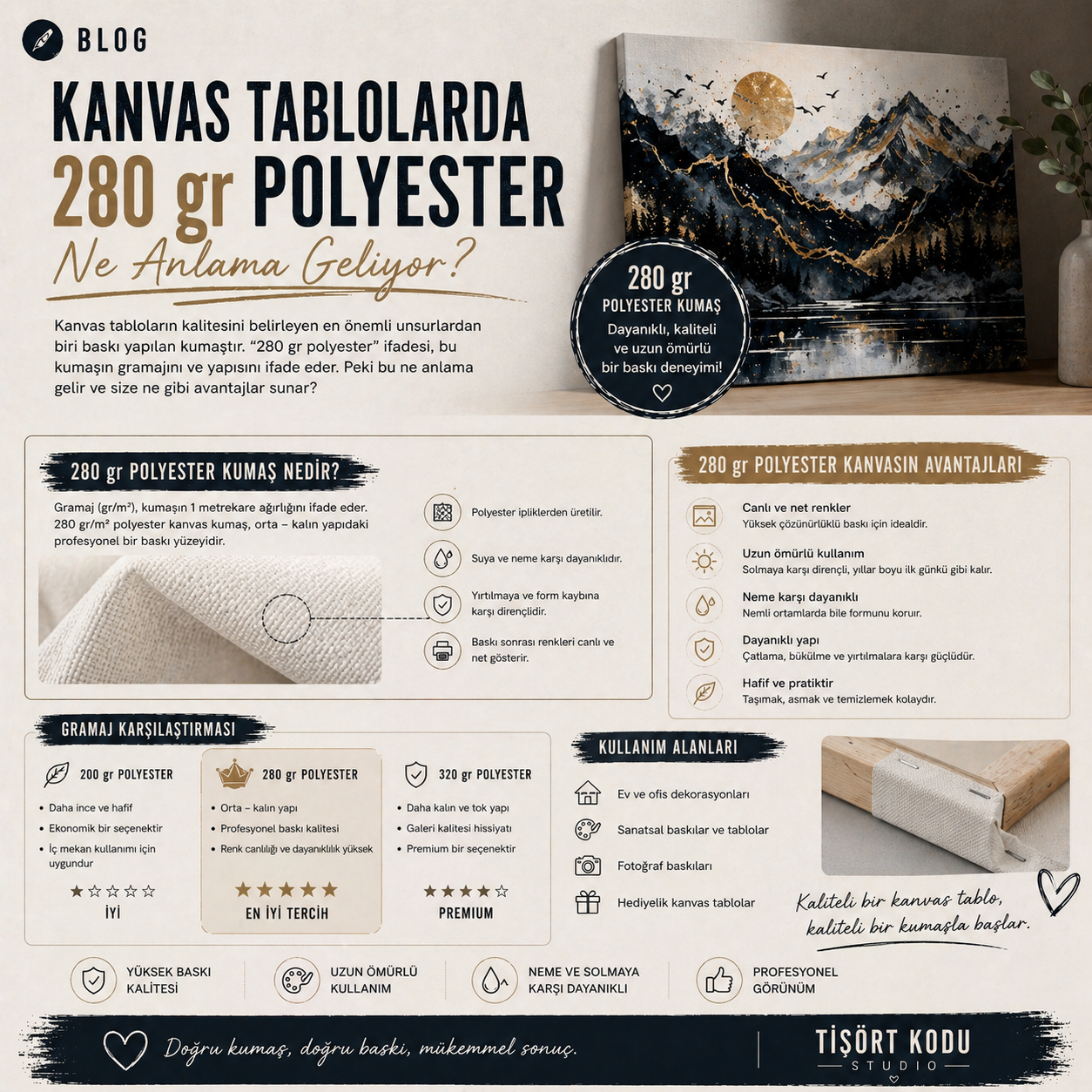 Kanvas Tablolarda 280 gr Polyester Ne Anlama Geliyor?