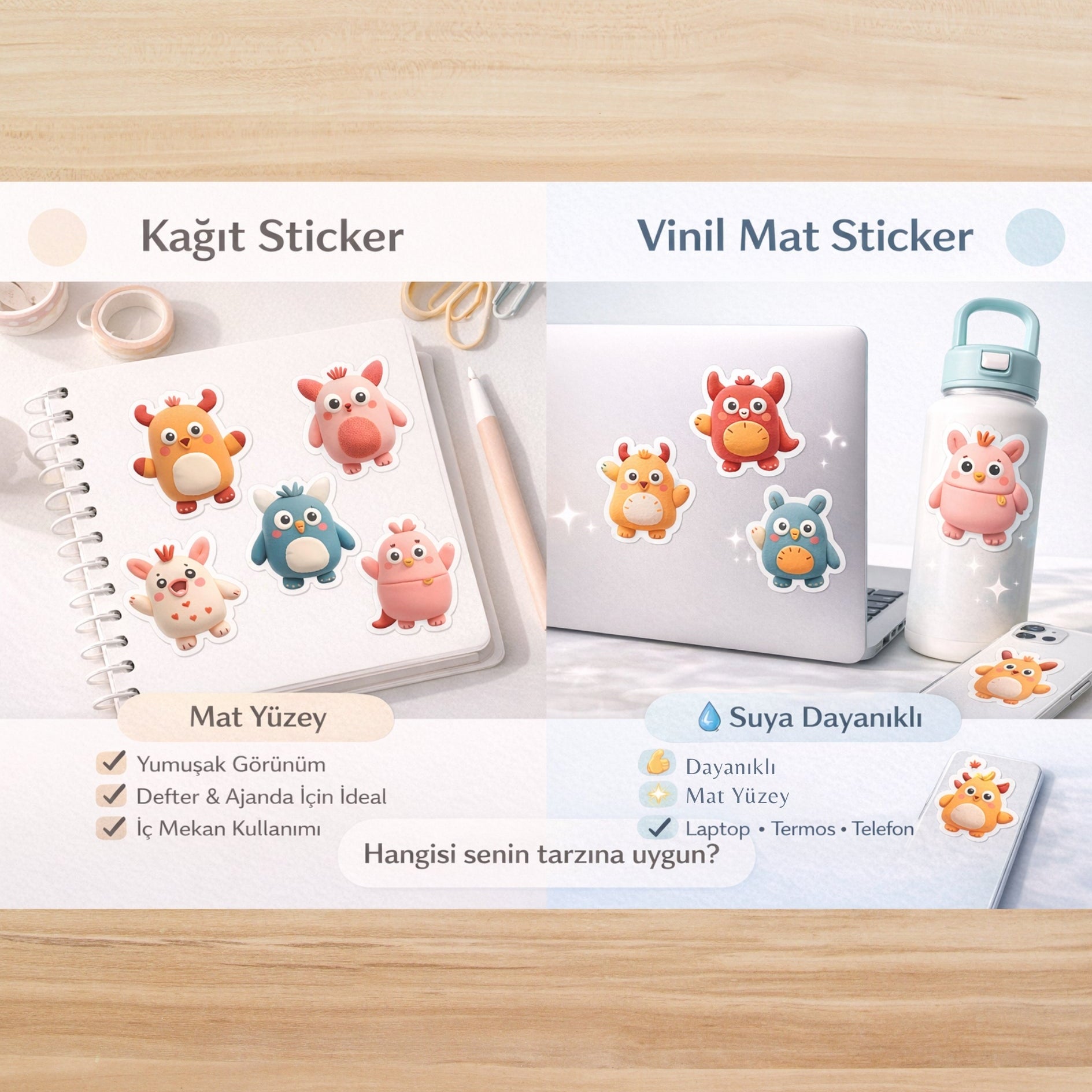 Mini Kod Vinil Sticker Seti – 12 Adet Sevimli Canavar Sticker (1 Sayfa)