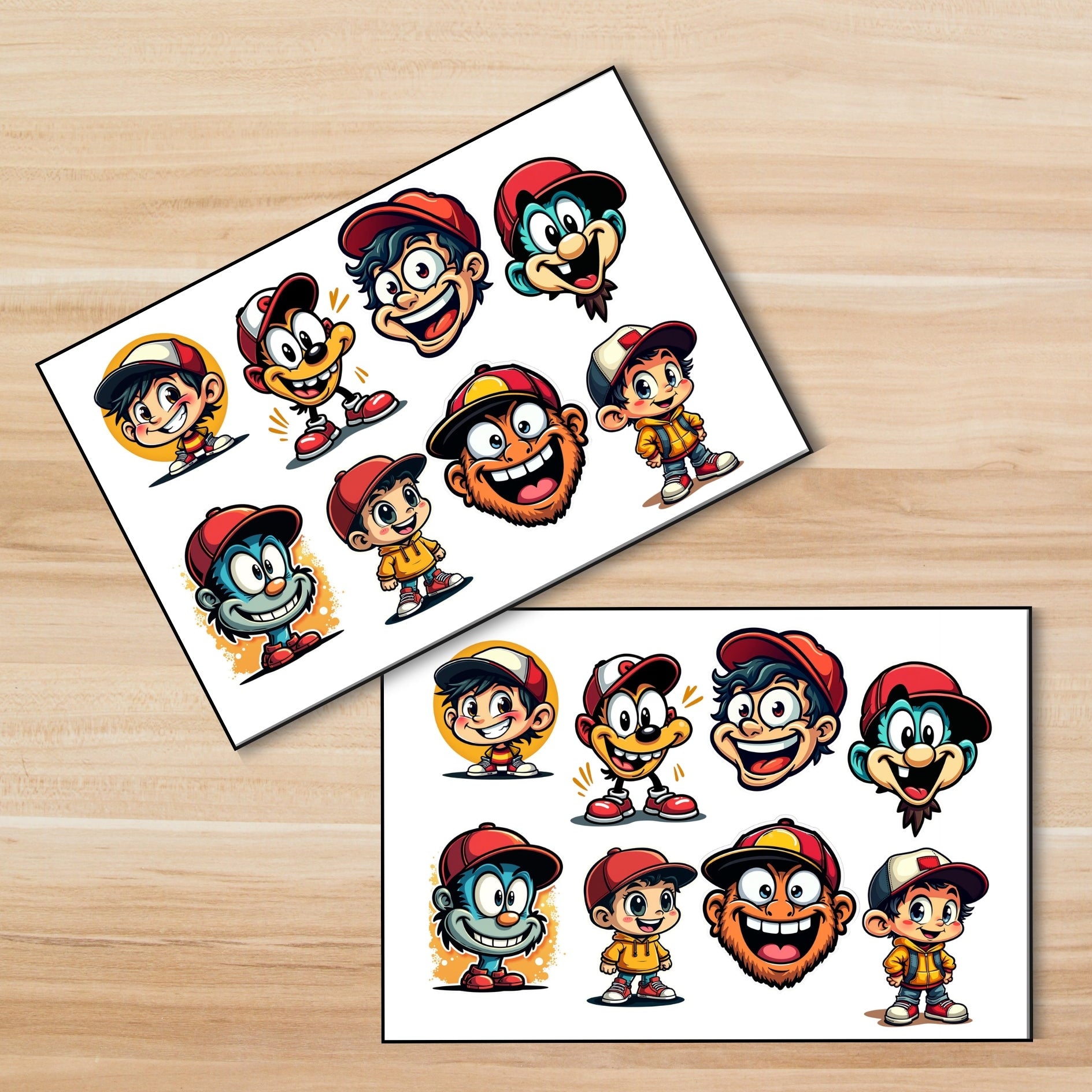 16 Adet Çizgi Karakter Sticker Seti – Kiss Cut Laptop & Defter Çıkartmaları | Vinil veya Mat Sticker