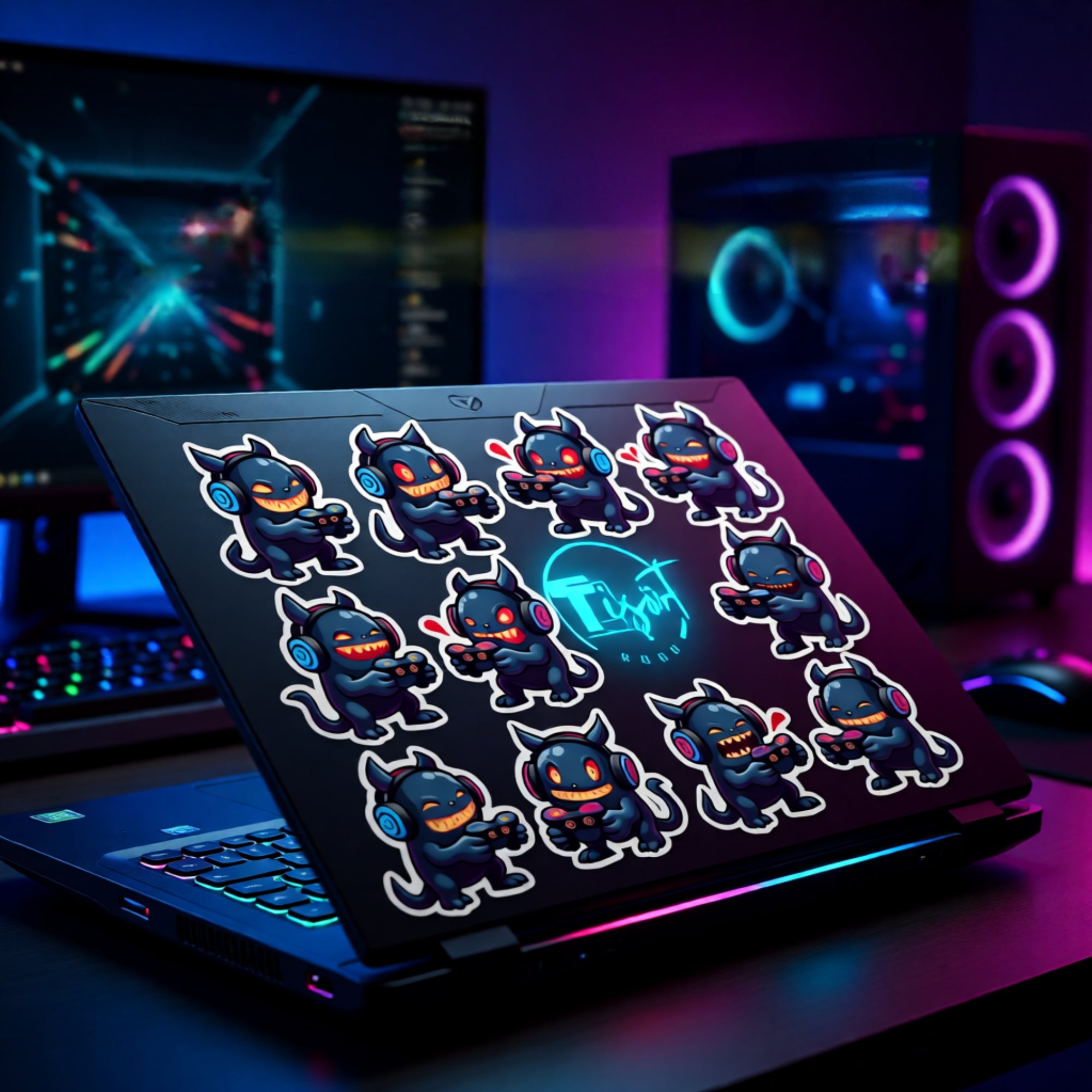 Mini Kod Vinil Sticker Seti – Su Geçirmez Oyuncu Stickerları, Sevimli Şeytan Sticker Paketi, Laptop & Telefon İçin Dayanıklı Stickerlar