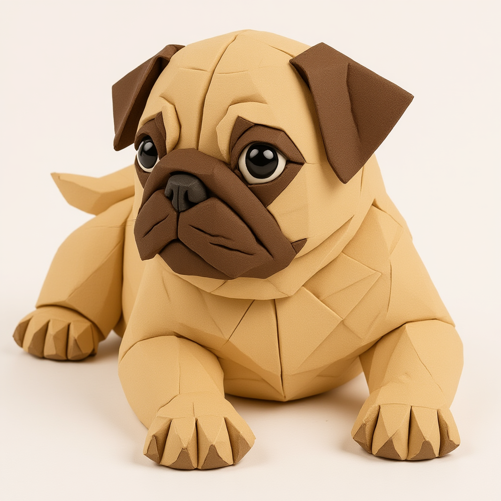 Origami Stili Evcil Hayvan Portresi – Katlanmış Şekillerle Zarif Tasarım