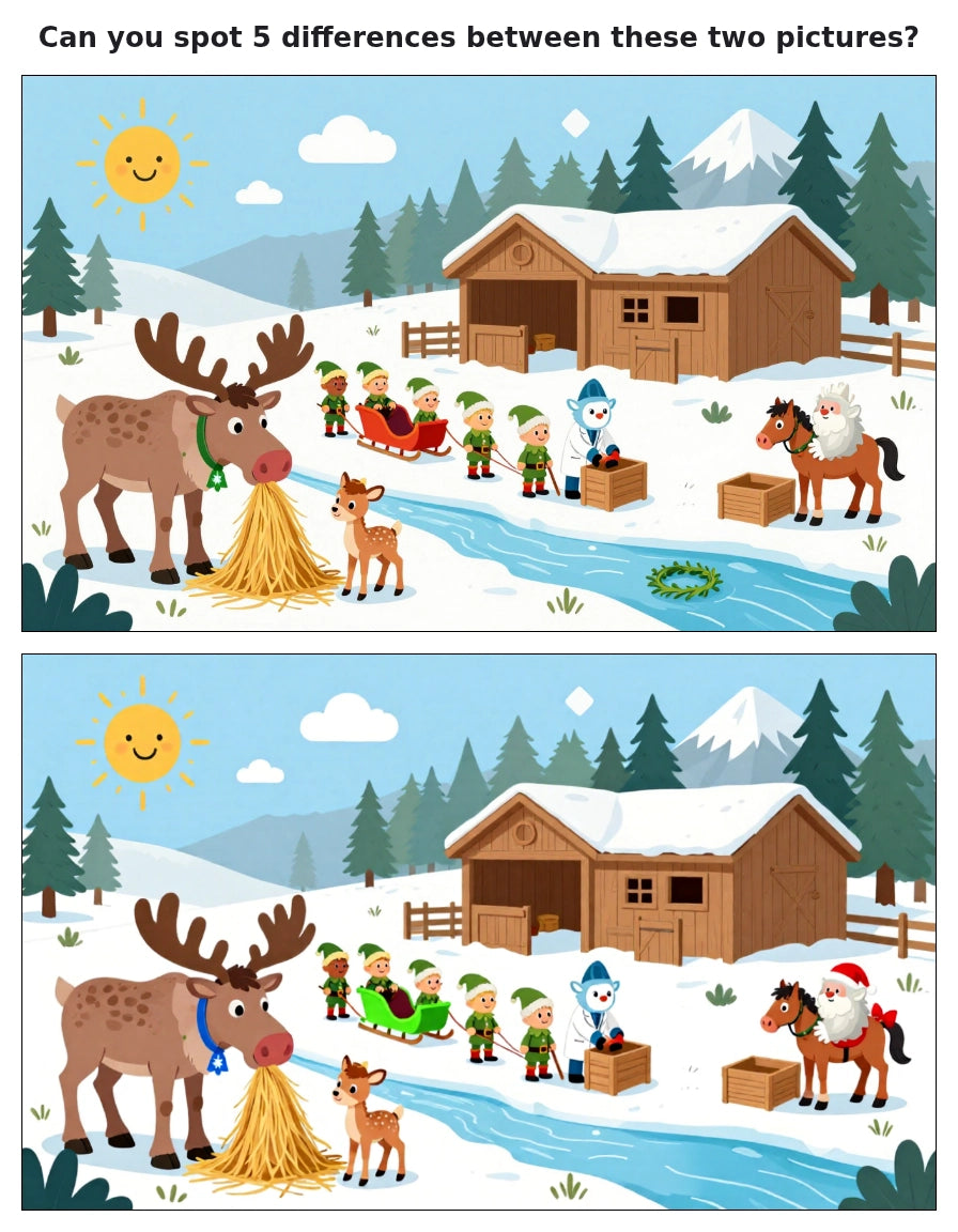 Noel Temalı Farkı Bul, Gölge Eşleştirme, Labirent & Boyama Kitabı – 35 Sayfa Dijital PDF (Anında İndir)