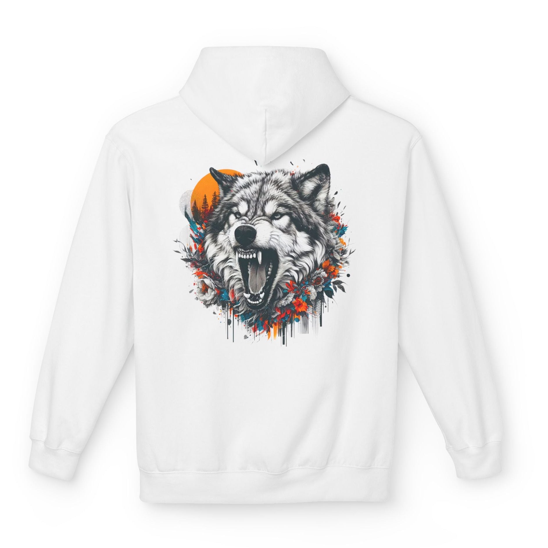 Wild Spirit Wolf Kadın Beyaz Sırt Baskılı Hoodie