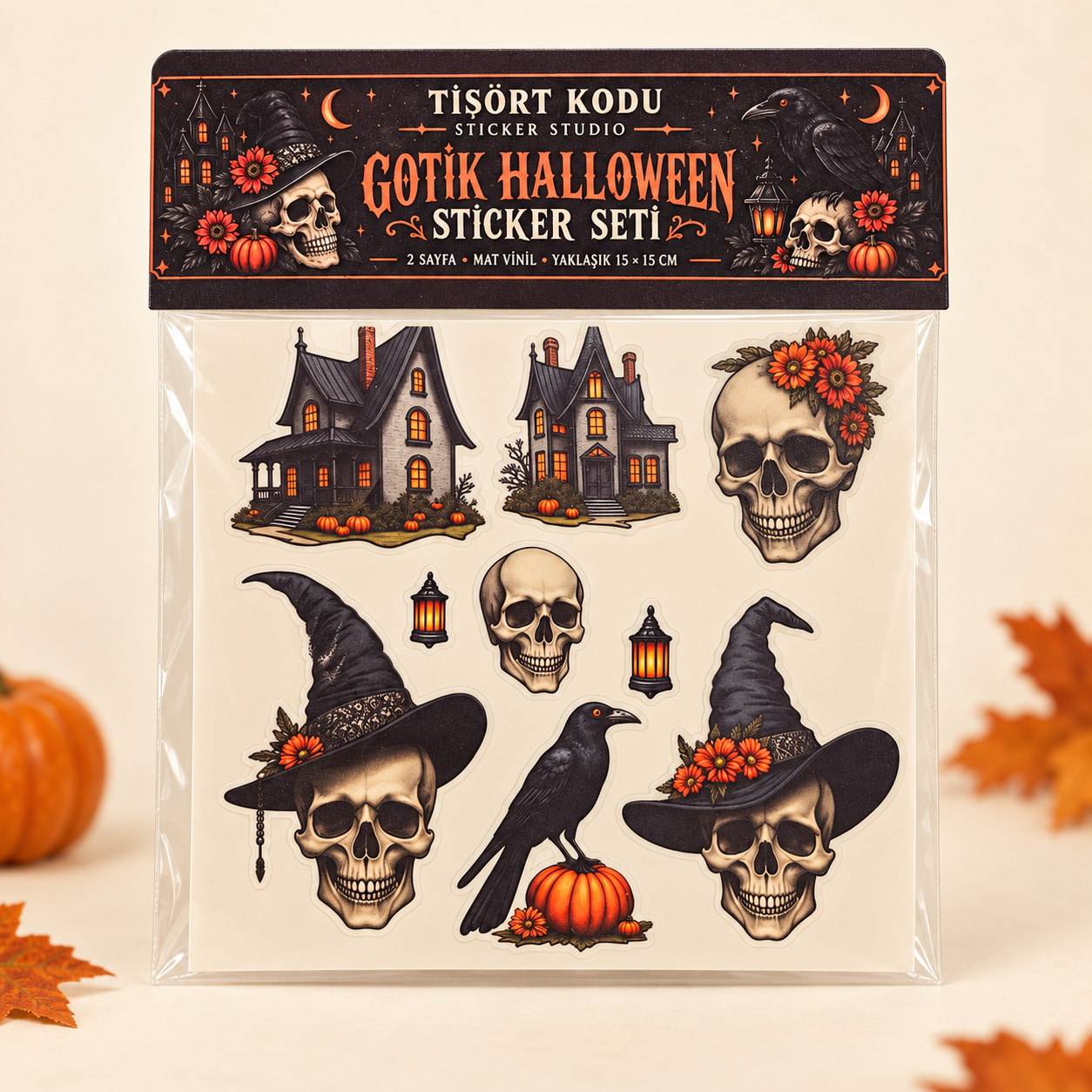 Gotik Halloween Mat Vinil Sticker Seti – 2 Sayfa
