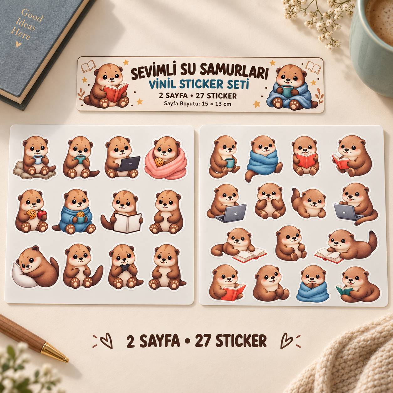 Sevimli Su Samurları Vinil Sticker Seti – 2 Sayfa 27’li