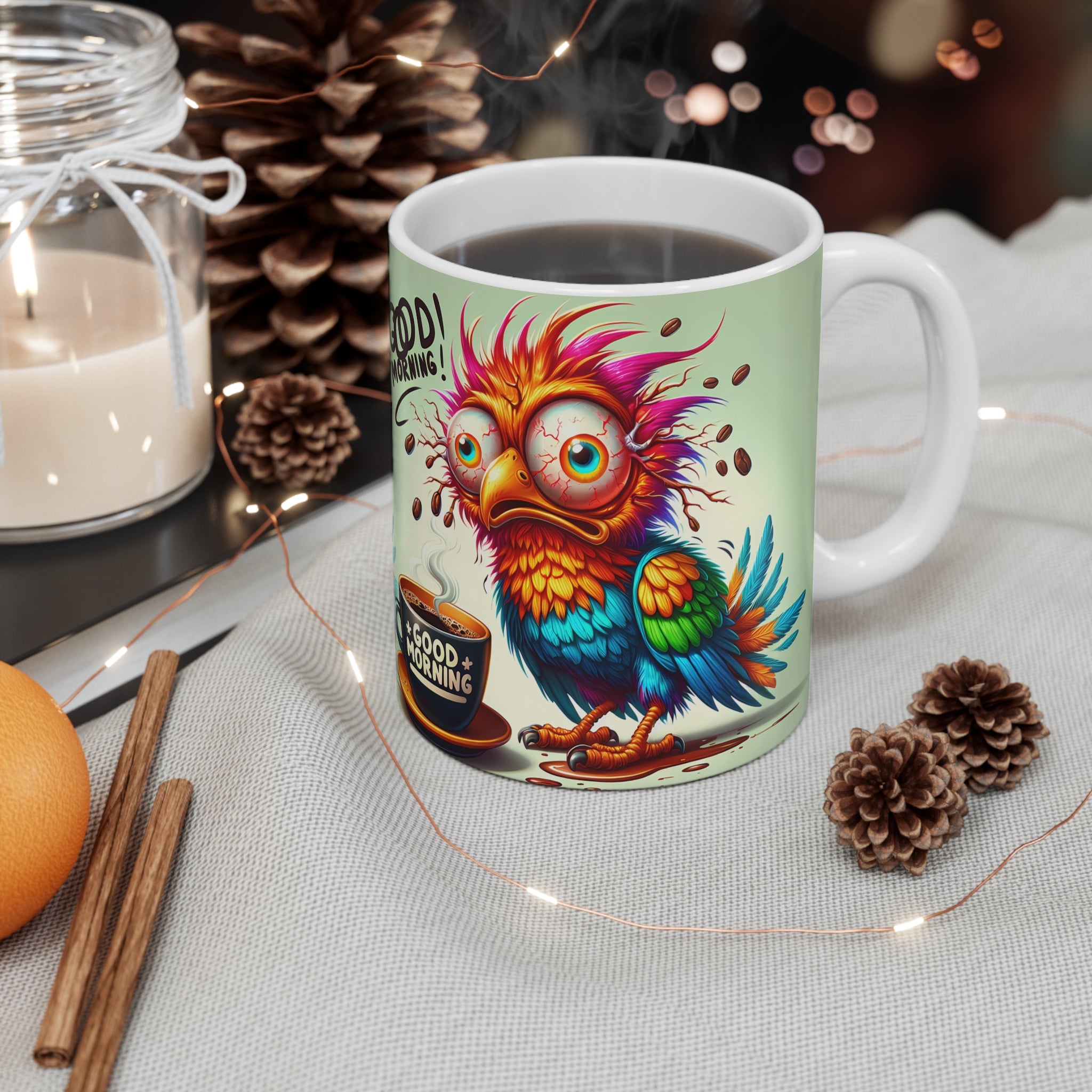 Good Morning Renkli Baykuş (Kuş) Temalı Kupa