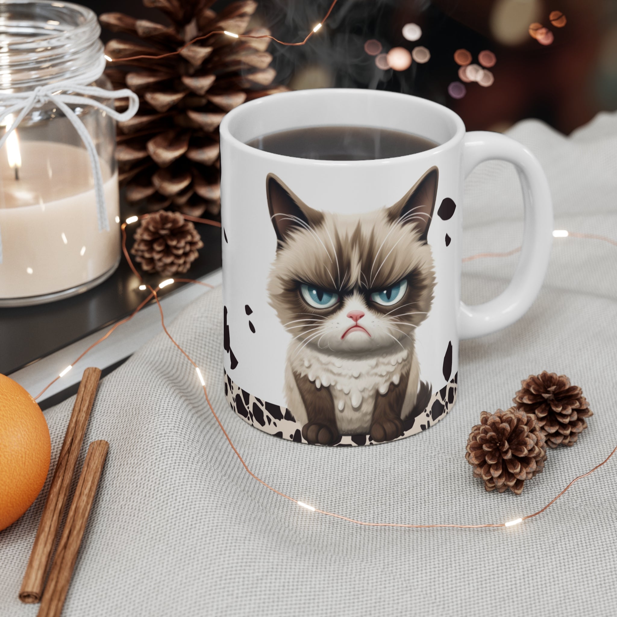 Mükemmel Miyim? Hayır. – Sarkastik Kedi Tasarımlı Porselen Kupa