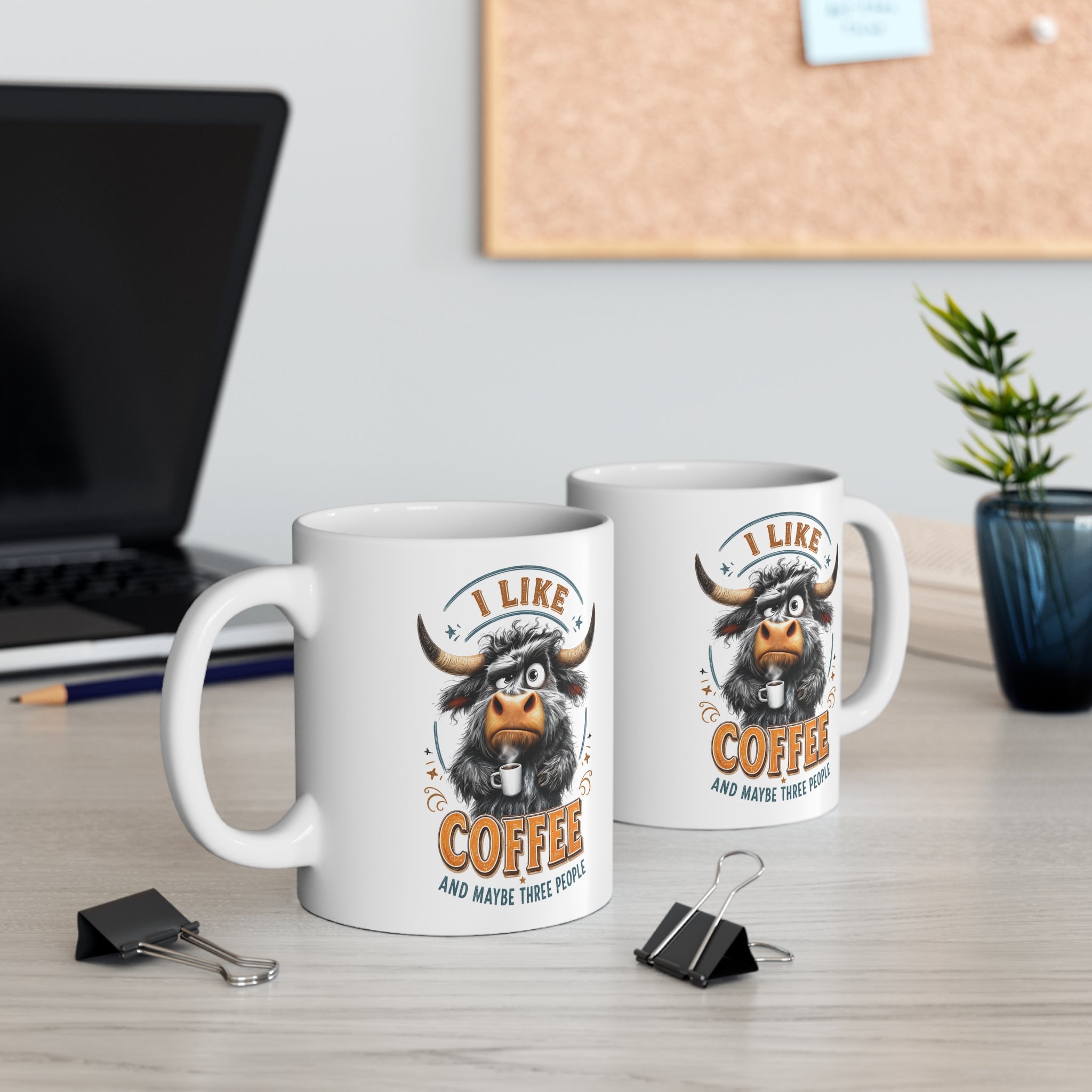 I Like Coffee – Komik Boğa Tasarımlı Porselen Kupa, 325 ml