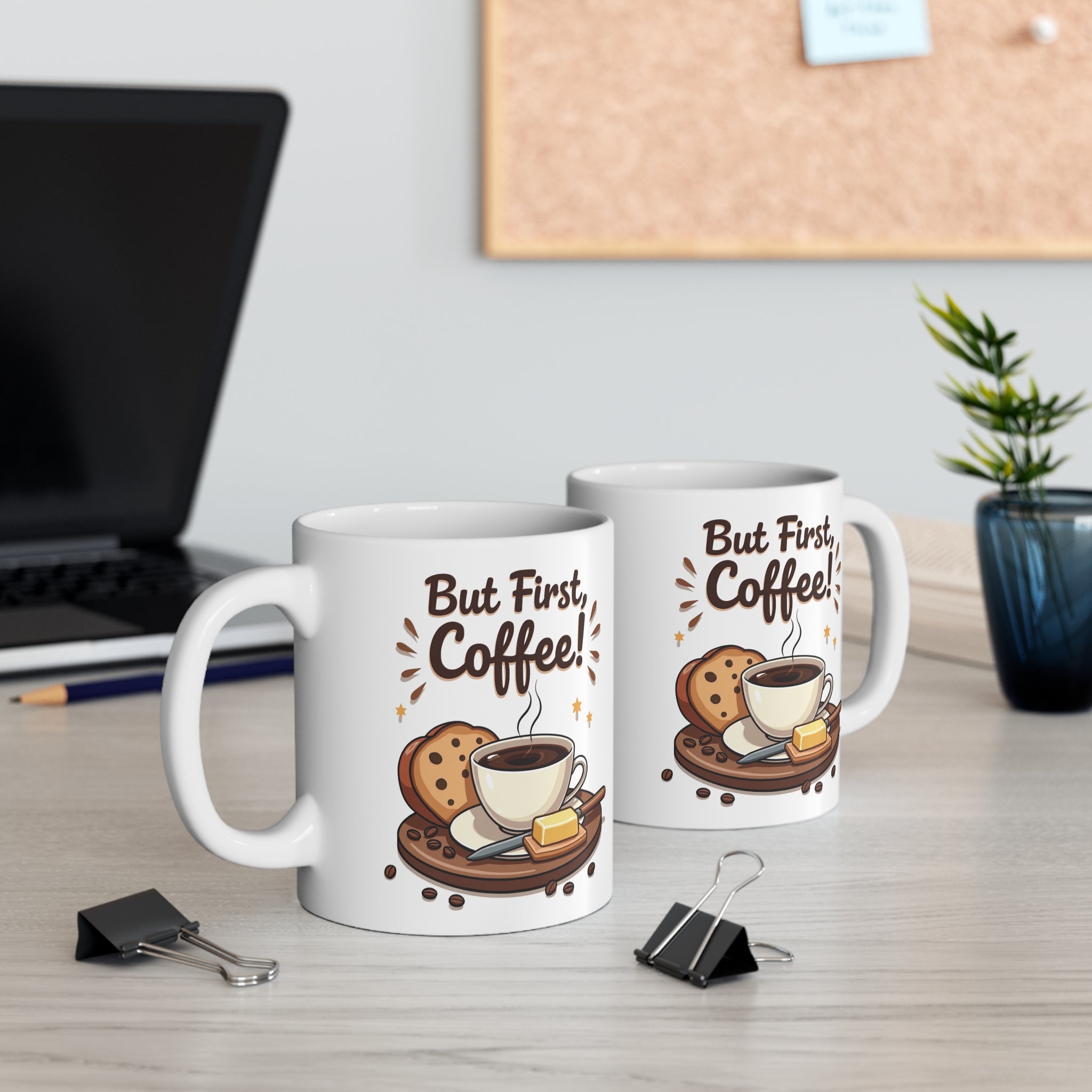 “But First, Coffee!” Kahve Kupası – Sevimli Kahve Temalı Porselen Kupa