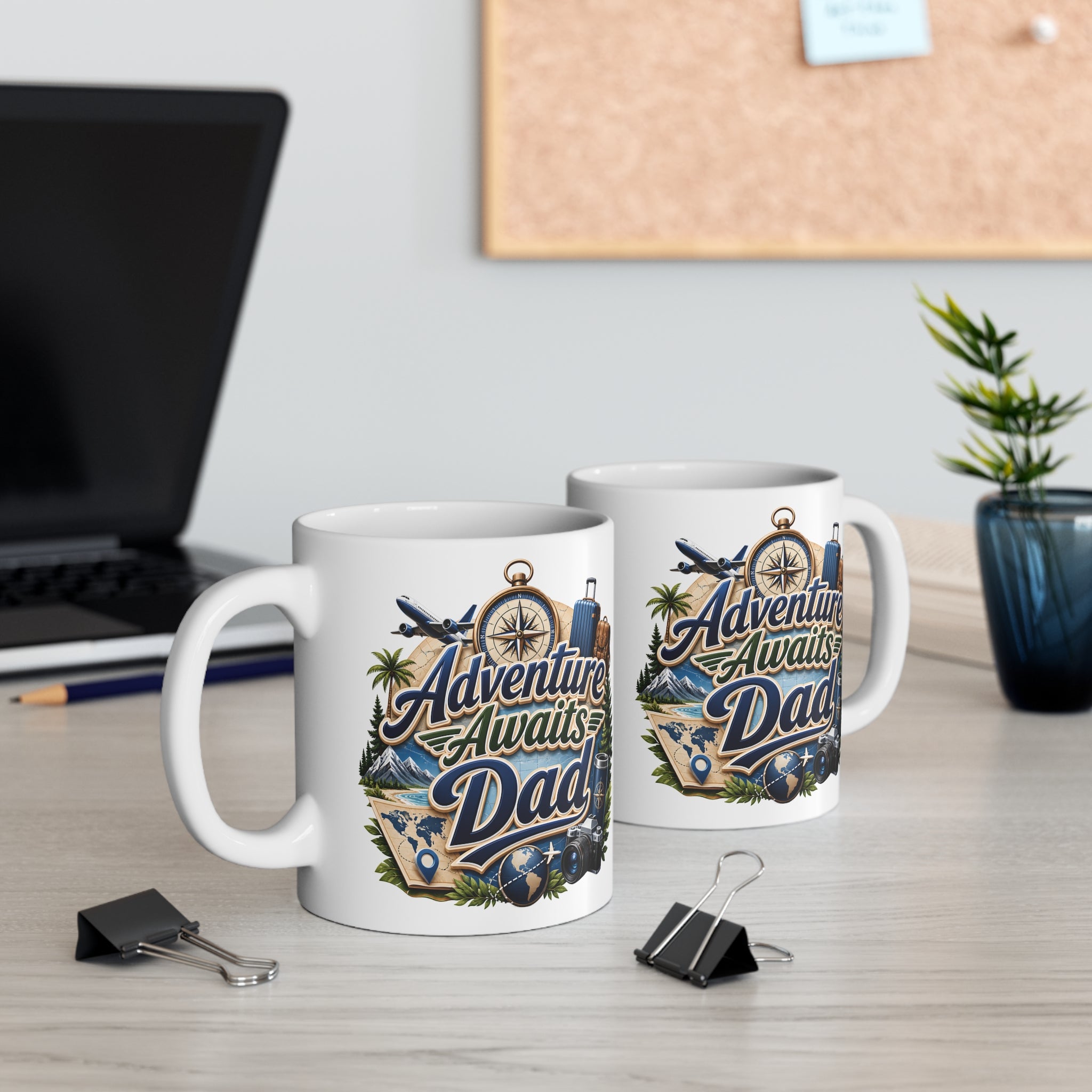 Adventure Awaits Dad Kupa – Seyahat Tutkunu Babalar İçin 11 Oz Porselen Kupa
