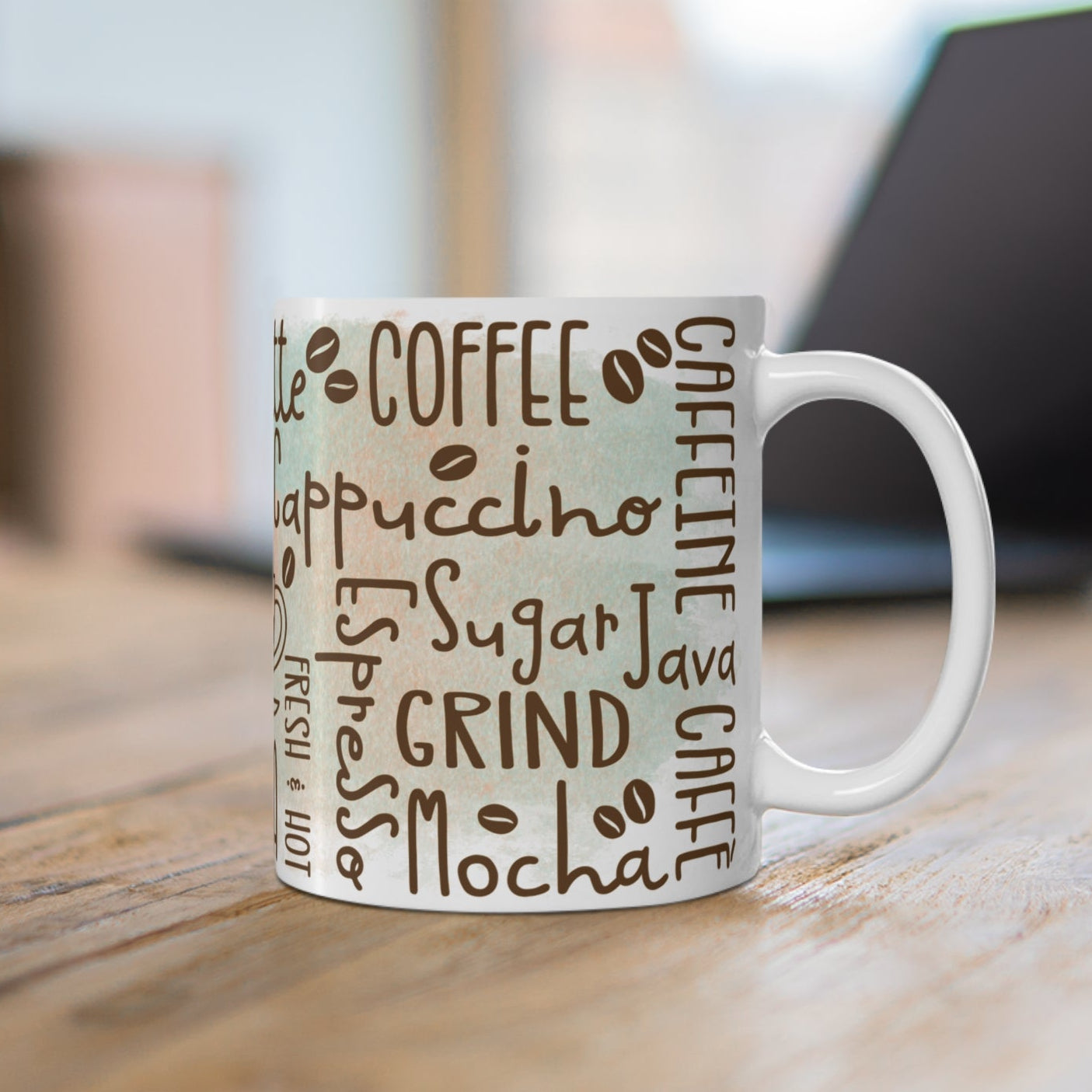 Coffee Lover Porselen Kupa - Cappuccino • Espresso • Latte • Mocha Tasarımlı