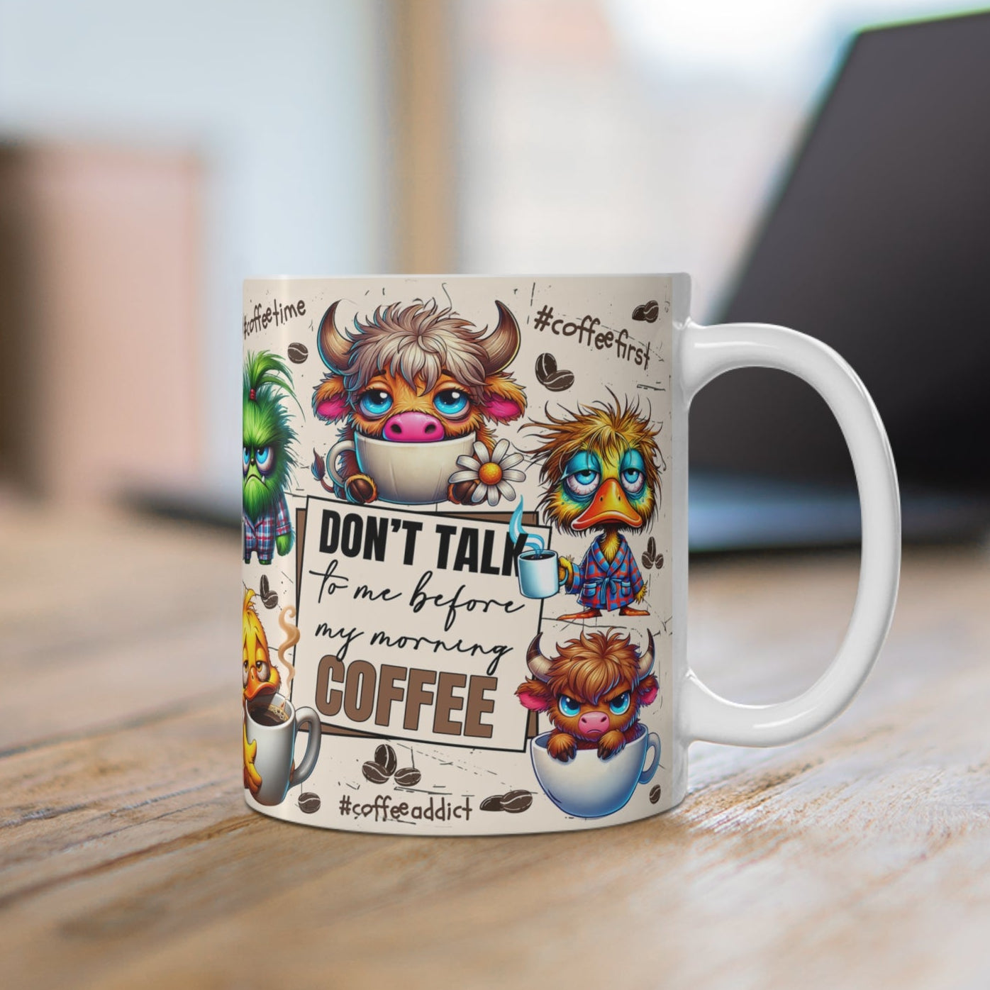 Don’t Talk Before My Morning Coffee – Eğlenceli Hayvan Figürlü Porselen Kupa