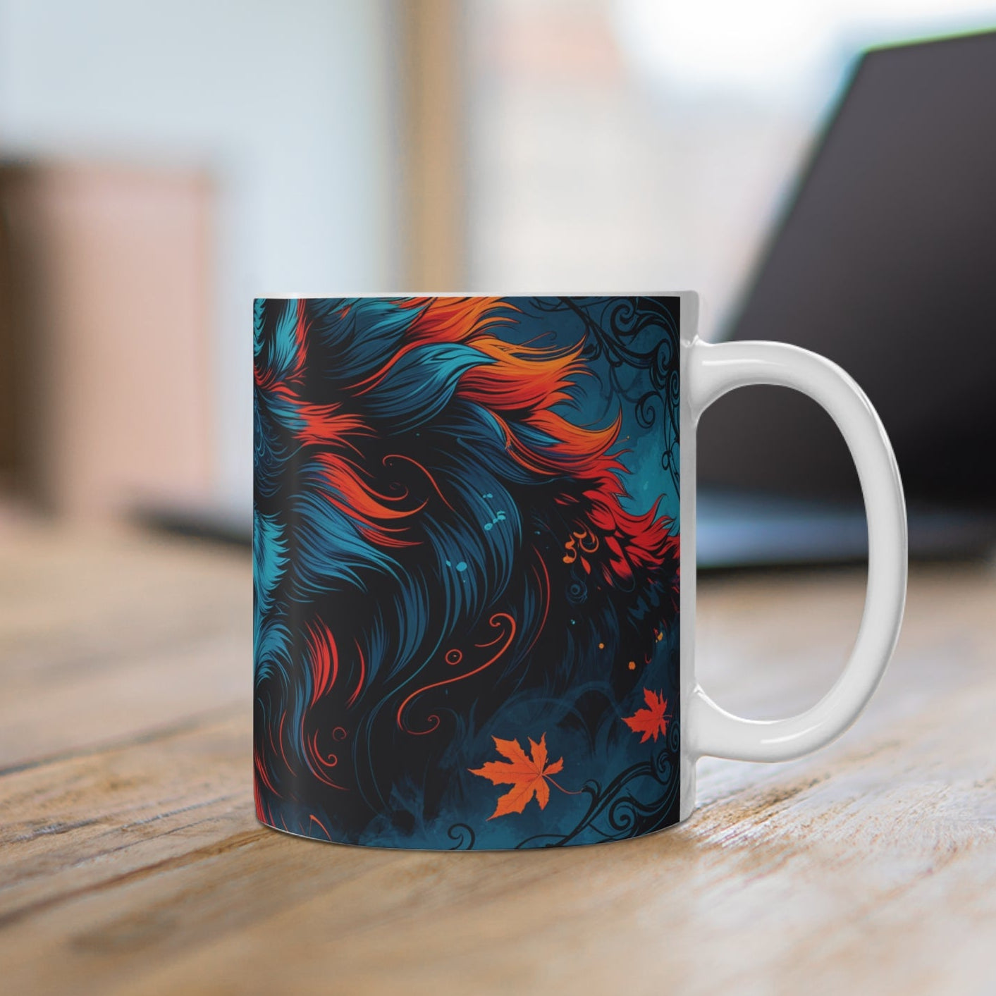 Ay Işığında Kurt – Güçlü İllüstrasyon Tasarımlı Kupa