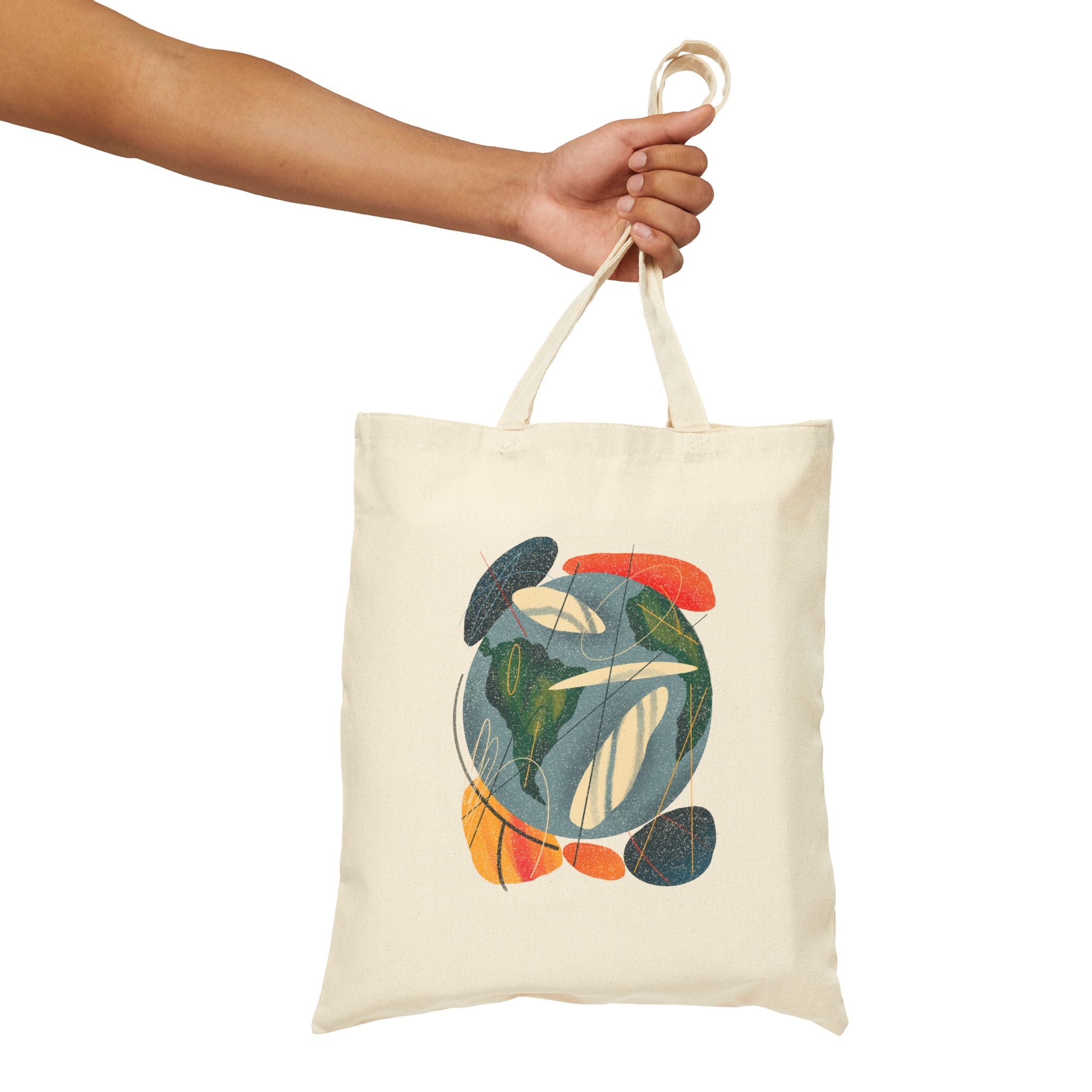 Modern Sanatsal Desenli Canvas Bez Çanta – Estetik Günlük Tote Bag – Doğal Kumaş Alışveriş ve Günlük Kullanım Çantası