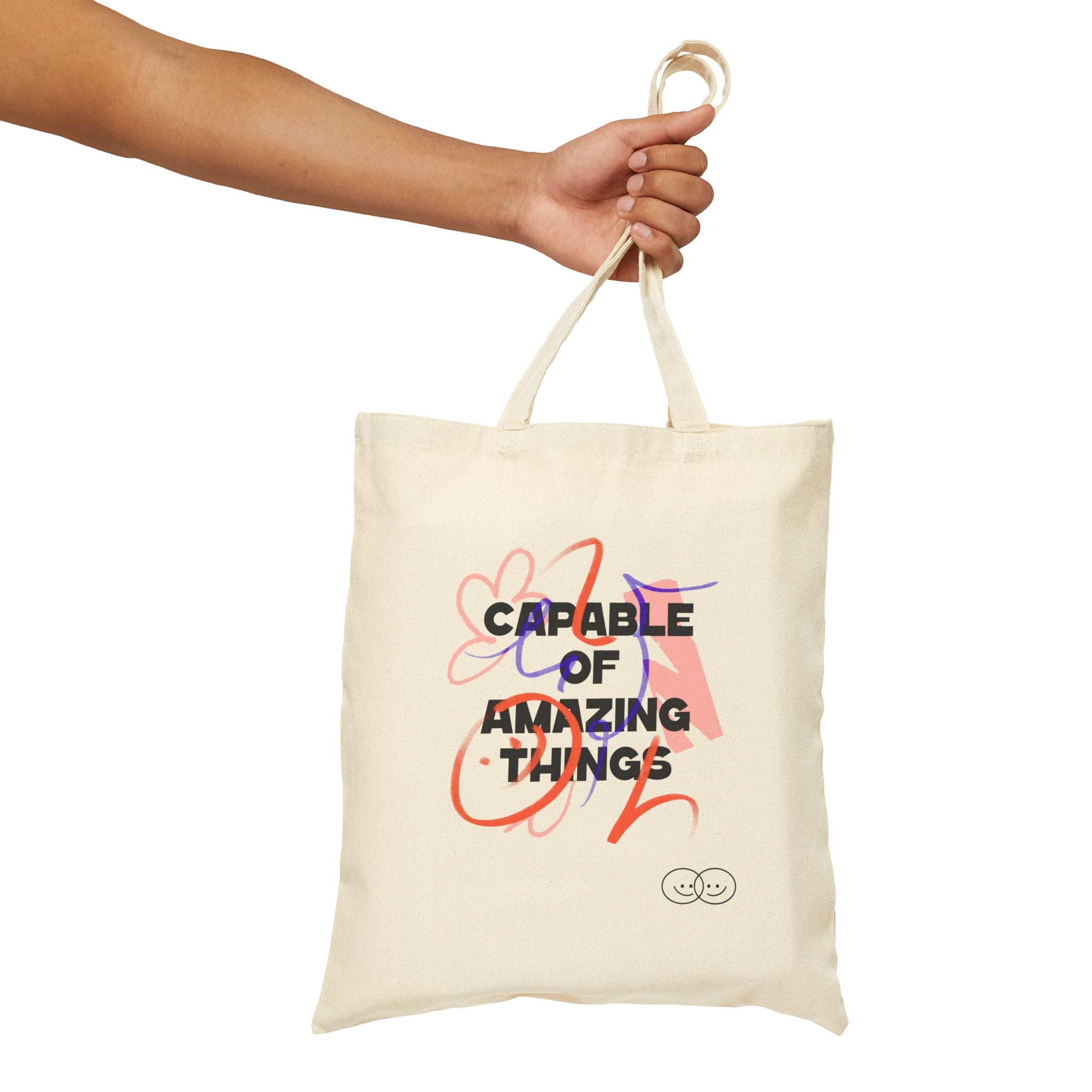 “Capable of Amazing Things” Fermuarlı Bez Tote Çanta – Motivasyon Mesajlı Günlük Omuz Çantası