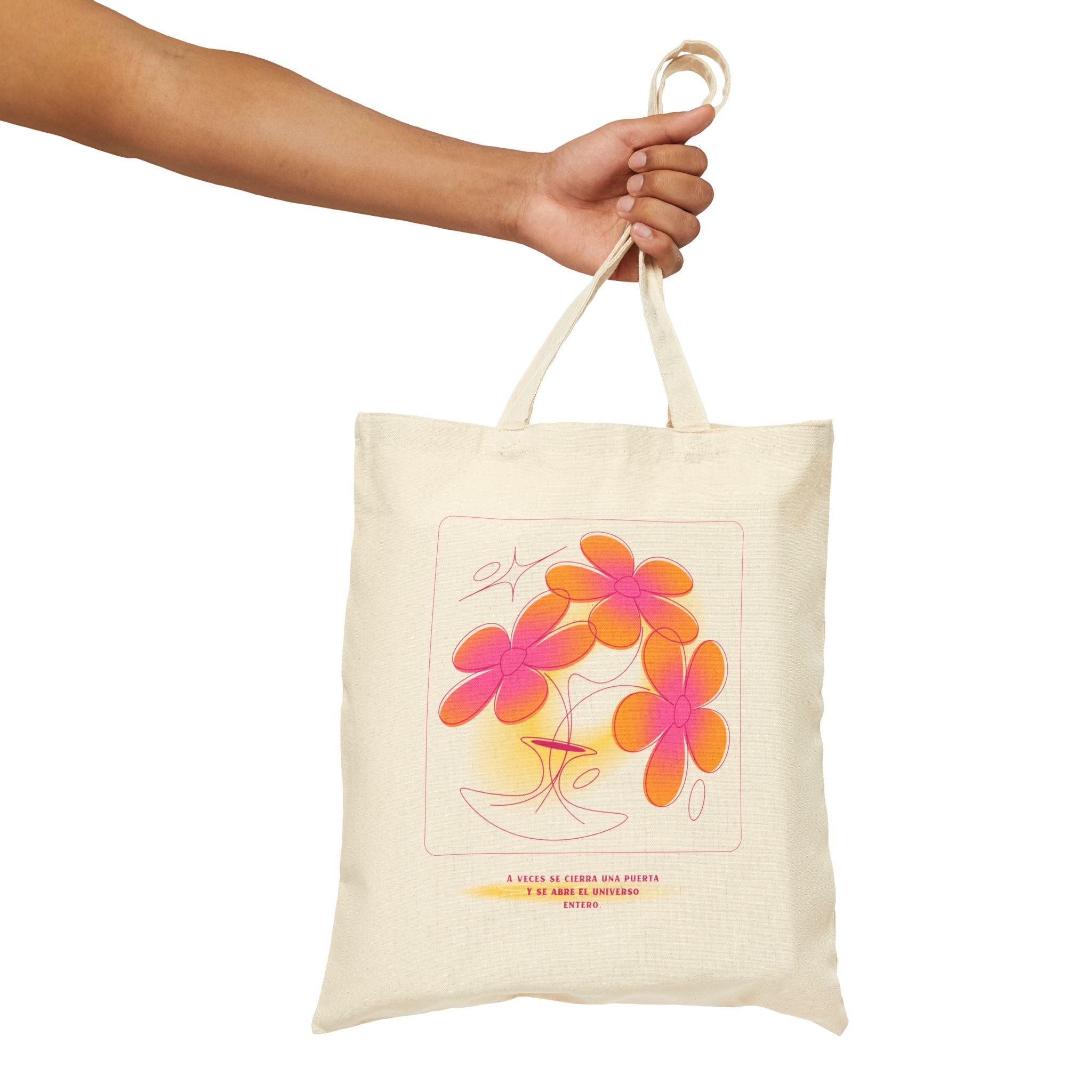 Çiçek Grafik Kanvas Bez Çanta – Modern Tasarım Tote Bag
