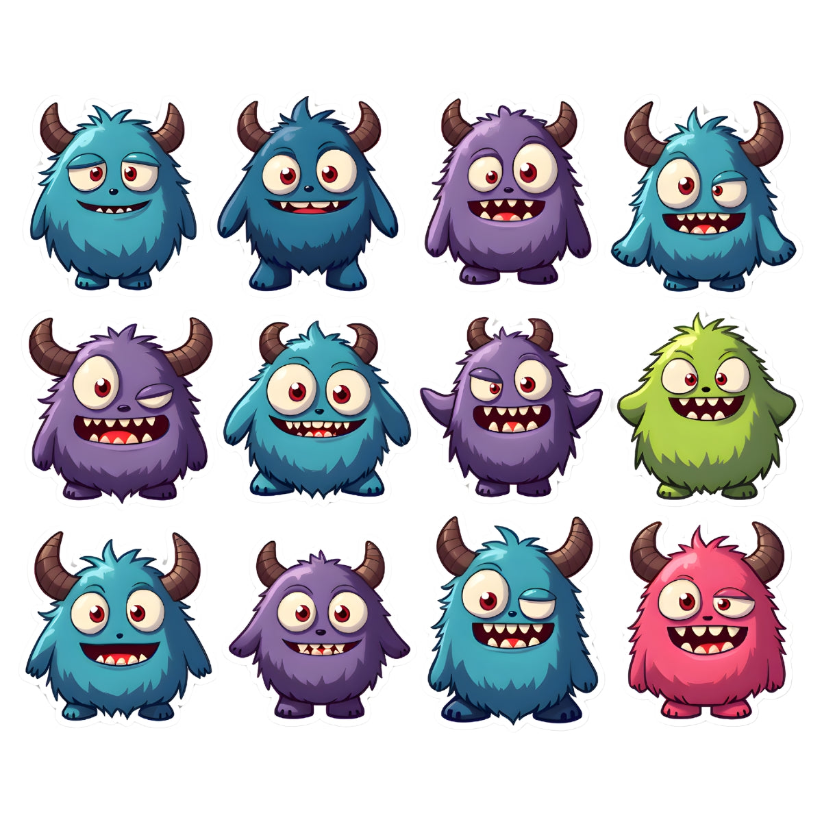 Mini Kod Sticker Seti – 33 Adet Sevimli Canavar Defter Stickerı (3 Sayfa)