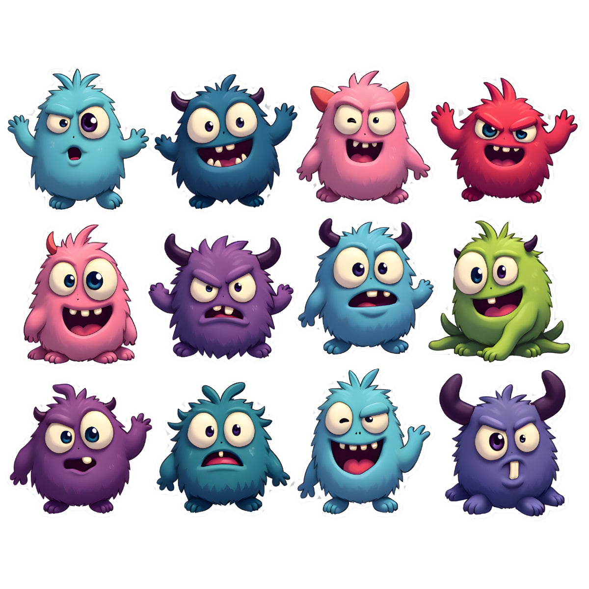Mini Kod Sticker Seti – 33 Adet Sevimli Canavar Defter Stickerı (3 Sayfa)