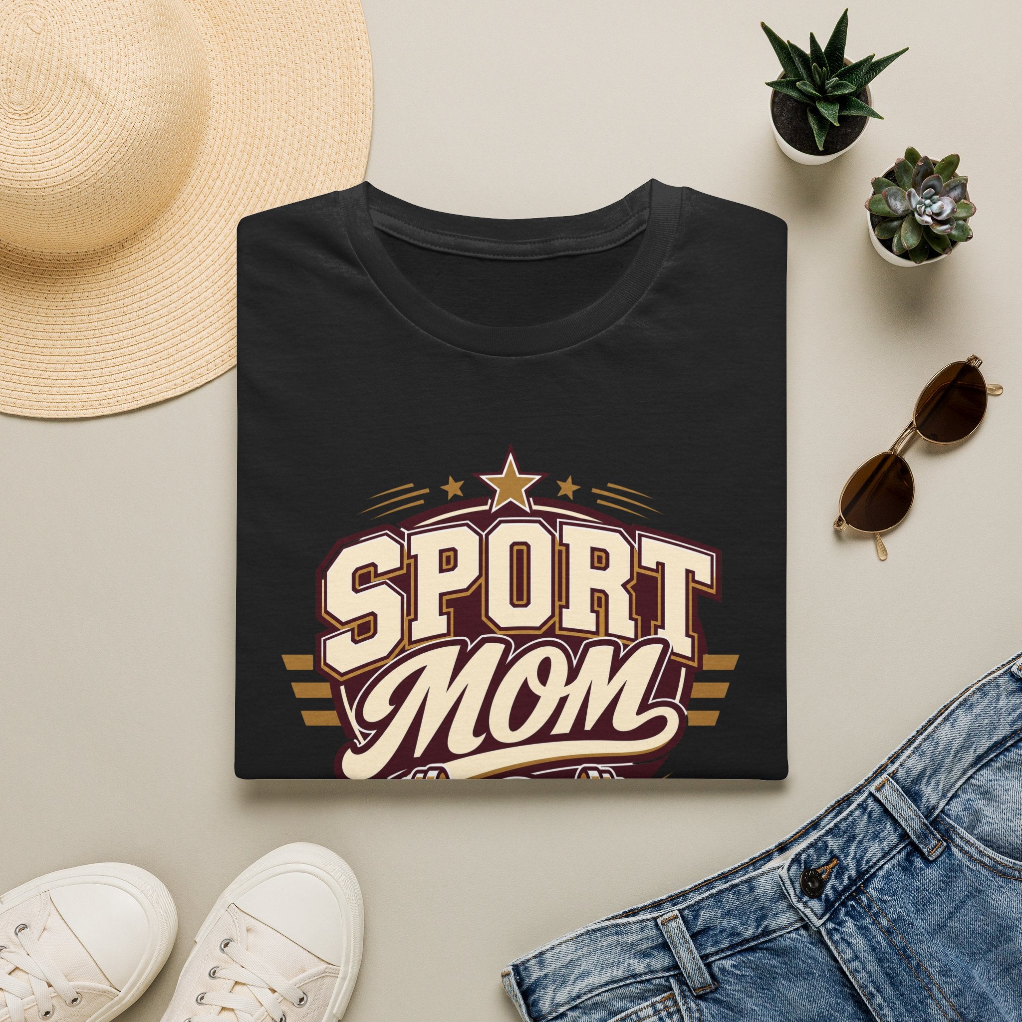 Sport Mom Baskılı Kadın Straight Fit Tişört – Spor & Fitness Temalı