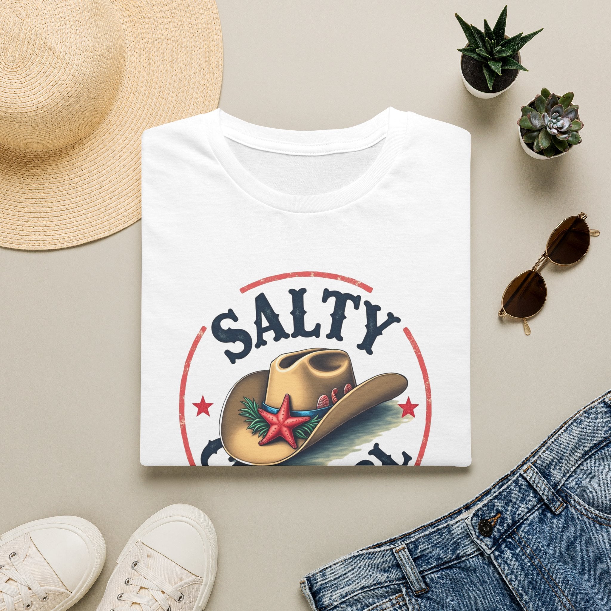 Salty Cowgirl Beach Rodeo Kadın Straight Fit Tişört