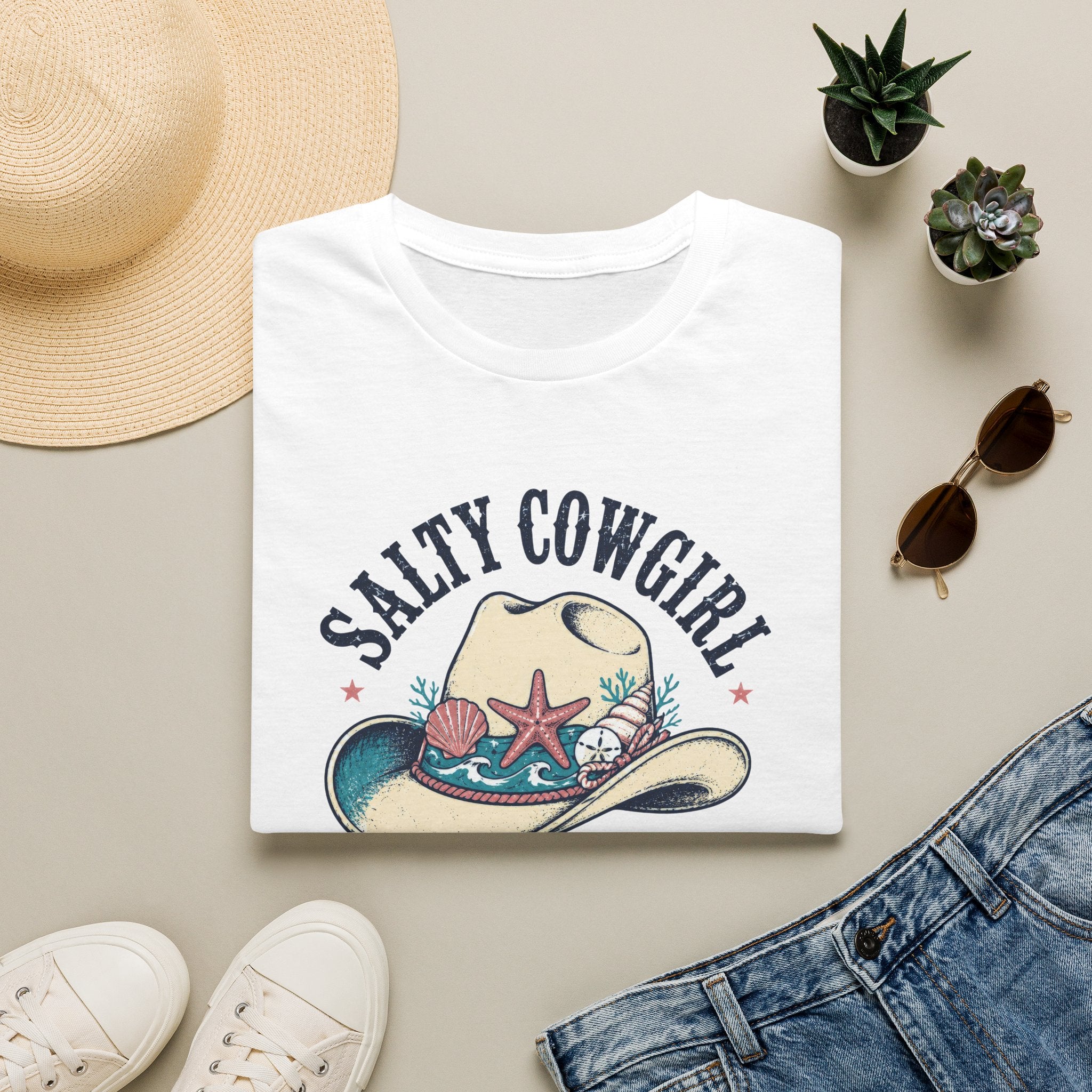 Salty Cowgirl Beach Rodeo Kadın Straight Fit Tişört