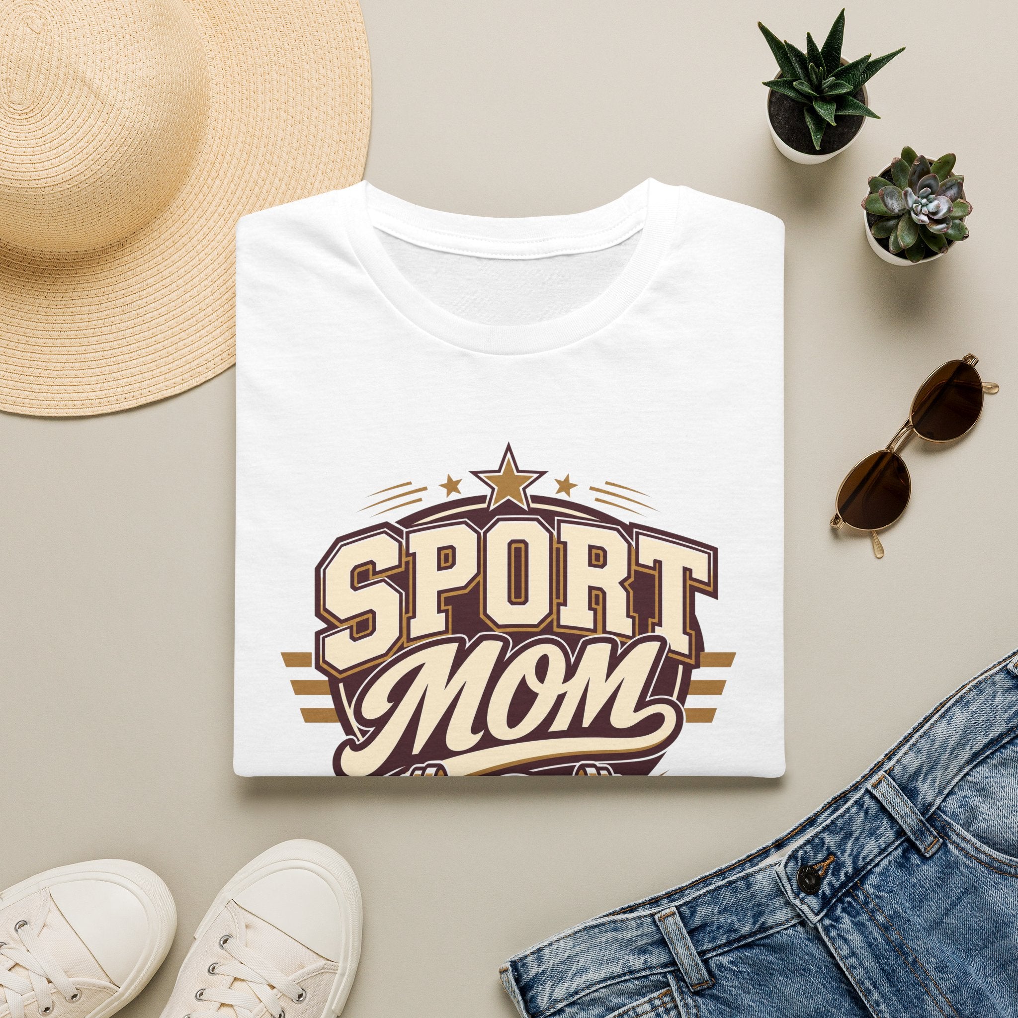 Sport Mom Baskılı Kadın Straight Fit Tişört – Spor & Fitness Temalı