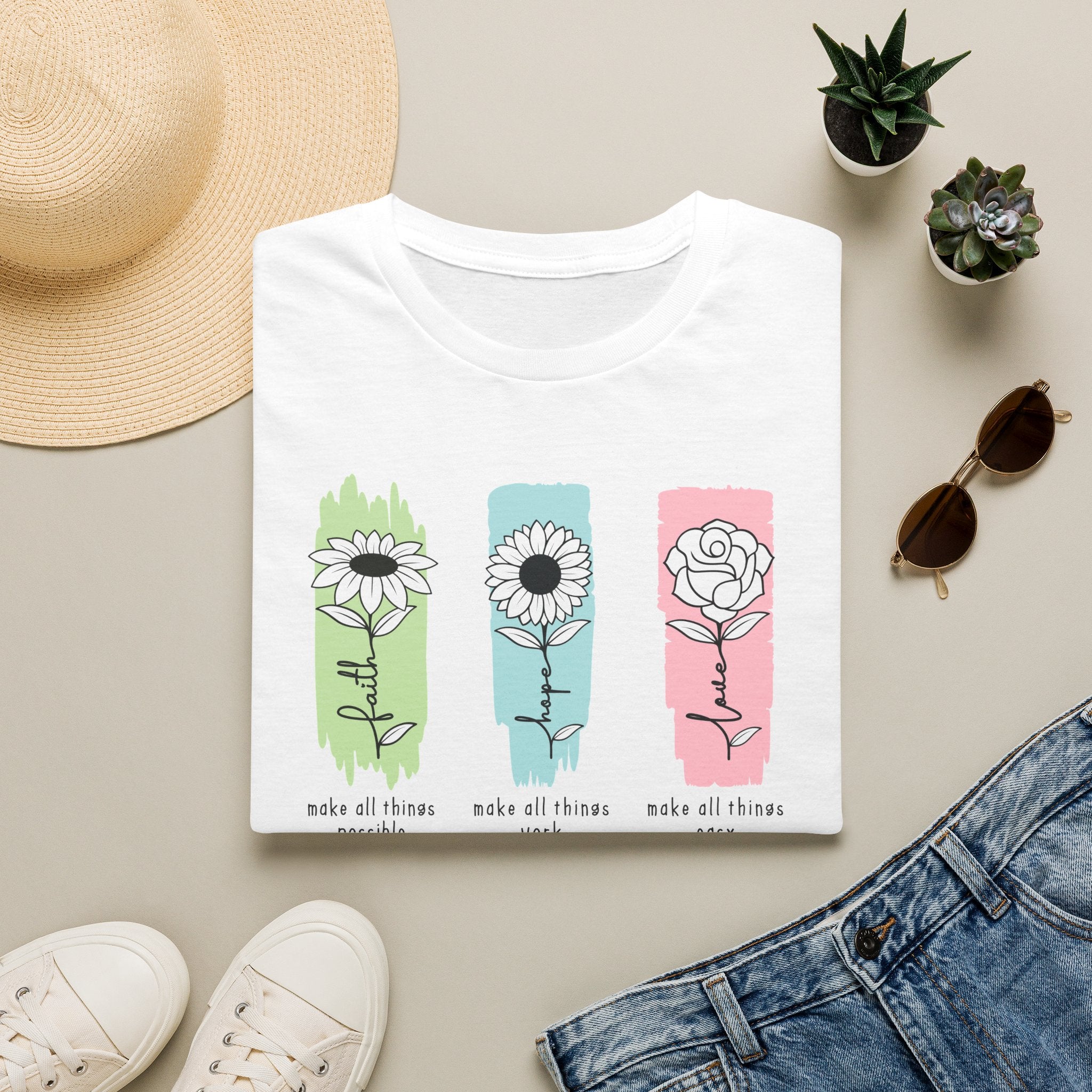 Faith, Hope & Love Kadın Straight Fit Tişört