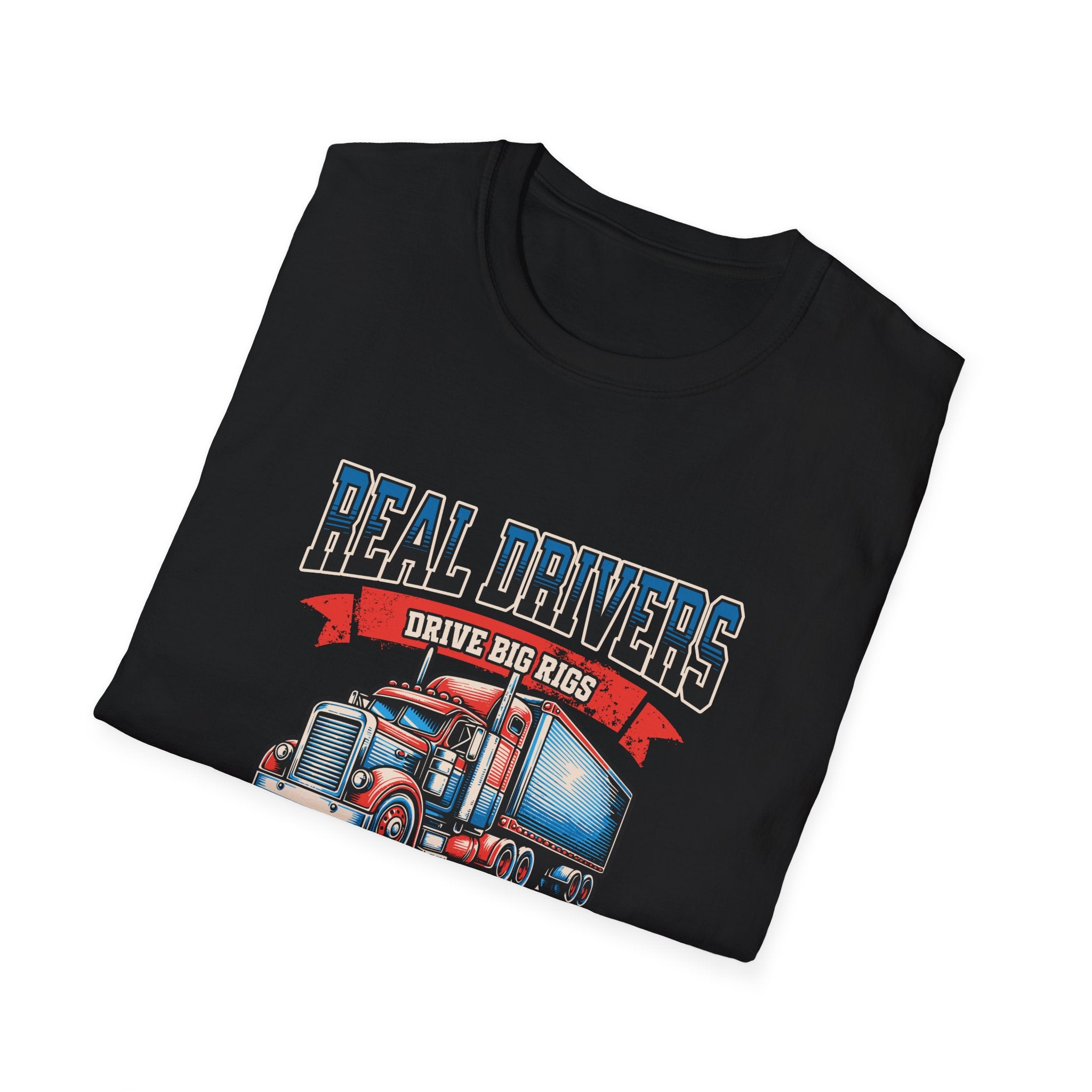 Real Drivers Erkek Tişört – Built to Haul, Trucker & Big Rig Temalı Siyah T-Shirt