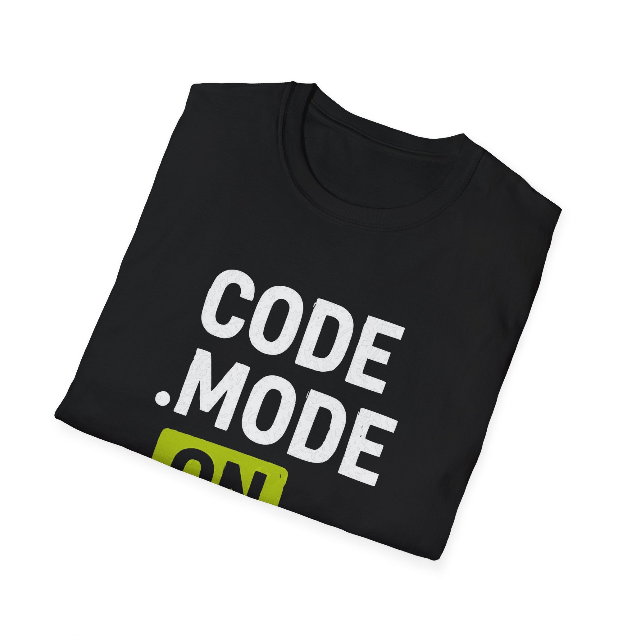 Code Mode ON Baskılı Siyah Regular Fit Tişört – Modern Streetwear Erkek/Kadın T-Shirt