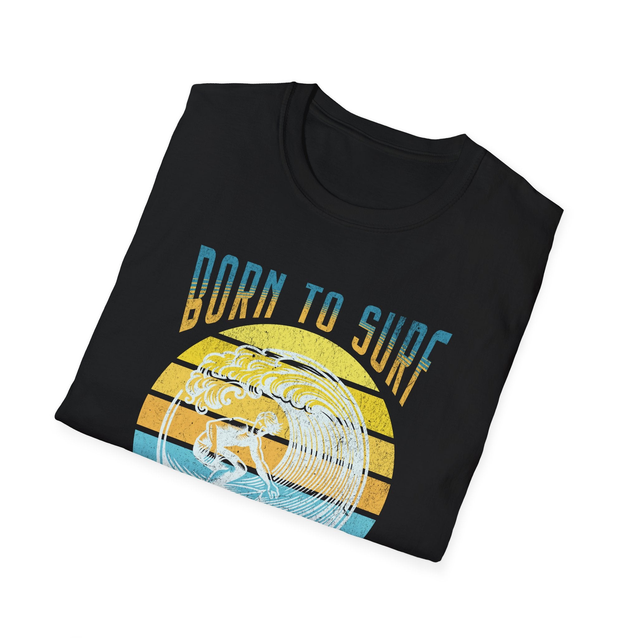 Born to Surf Erkek Regular Fit Tişört – Yaz Temalı Dalga & Sörf Baskılı T-Shirt