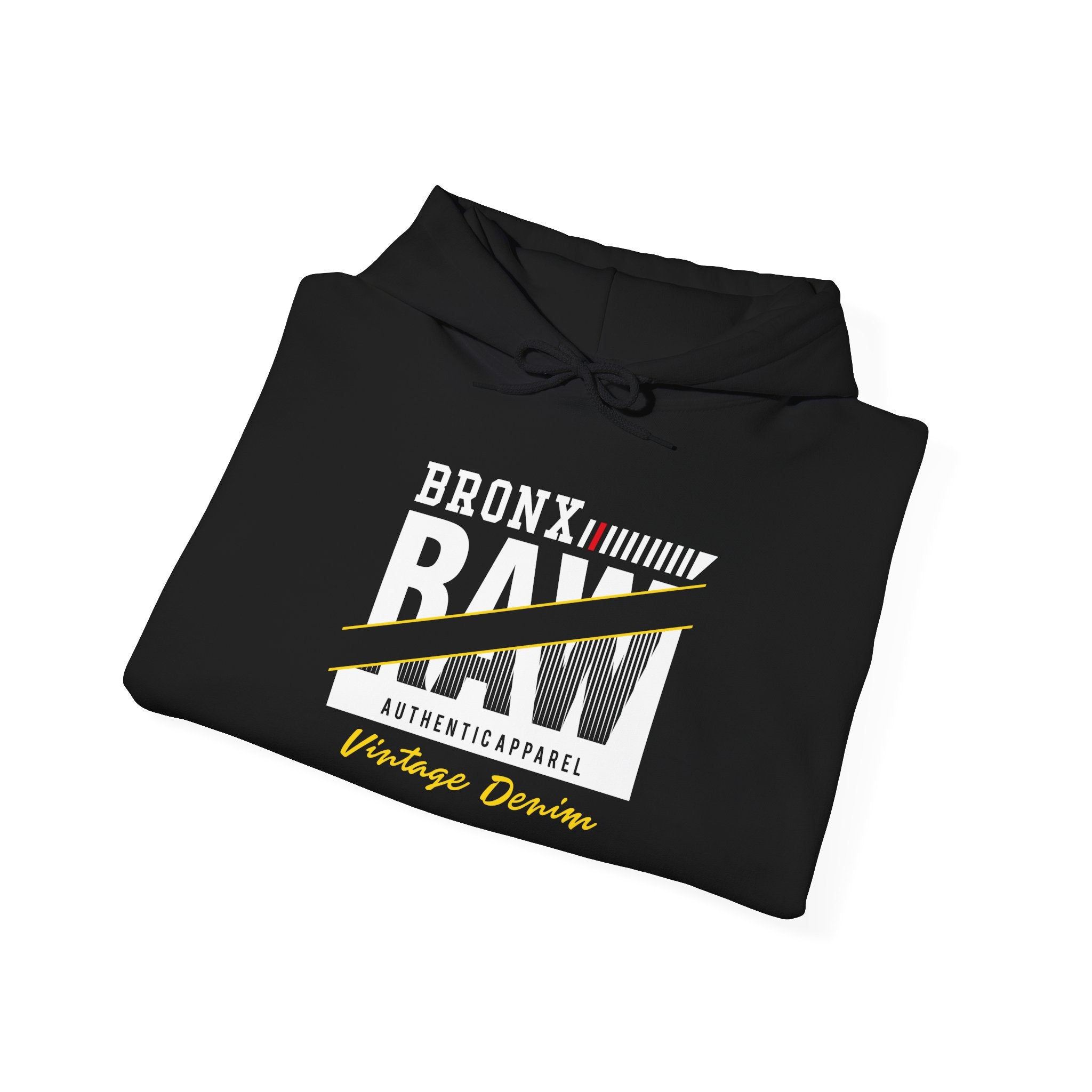 Bronx Raw Baskılı Erkek Hoodie – Siyah Regular Fit Kapüşonlu Sweatshirt