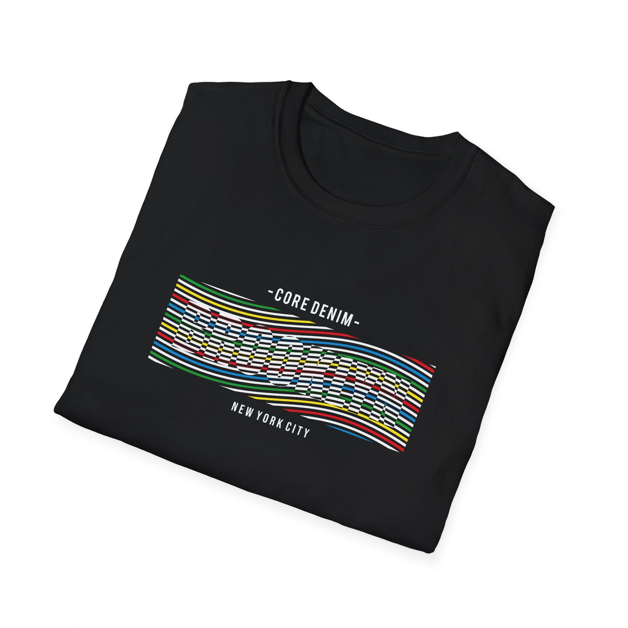 Core Denim Brooklyn Oversize Tişört – Modern Çizgi Desenli Unisex Siyah T-Shirt