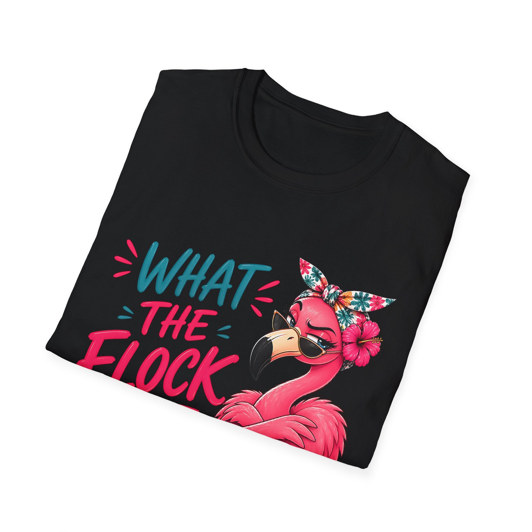 What The Flock Tasarımlı Kadın Straight Fit Tişört – Eğlenceli Flamingo Baskılı