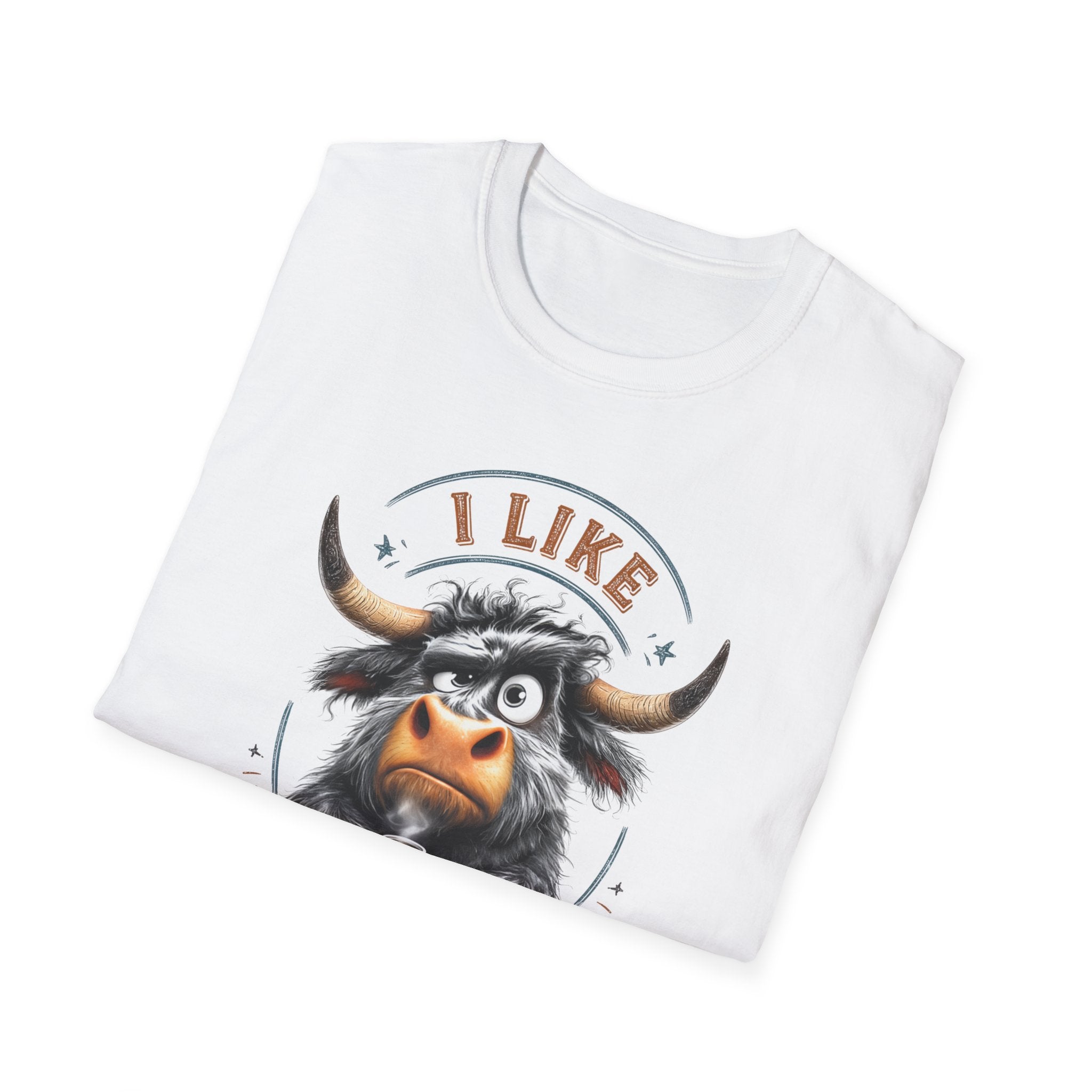 I Like Coffee Komik Boğa Baskılı Beyaz Straight Fit Tişört