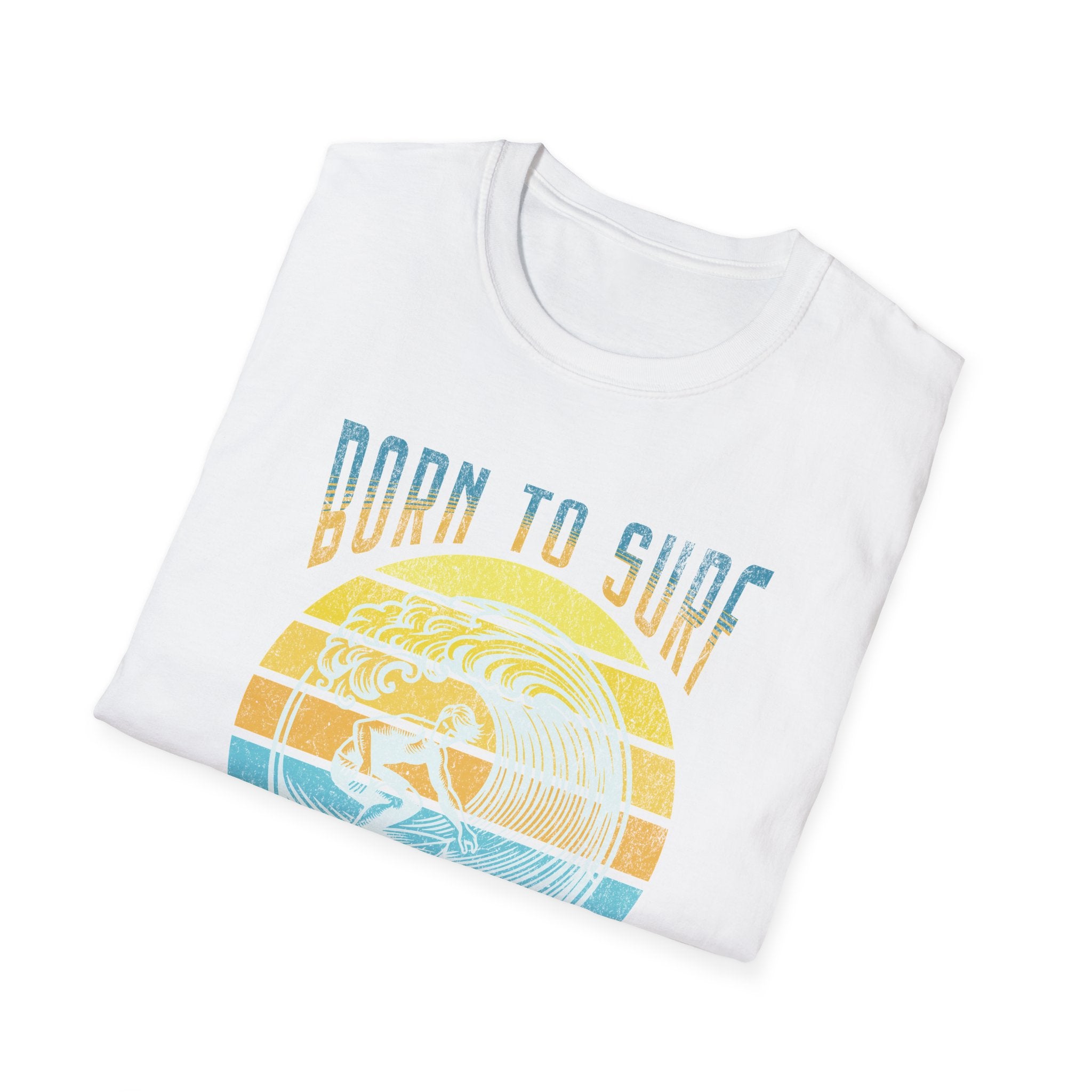 Born to Surf Erkek Regular Fit Tişört – Yaz Temalı Dalga & Sörf Baskılı T-Shirt