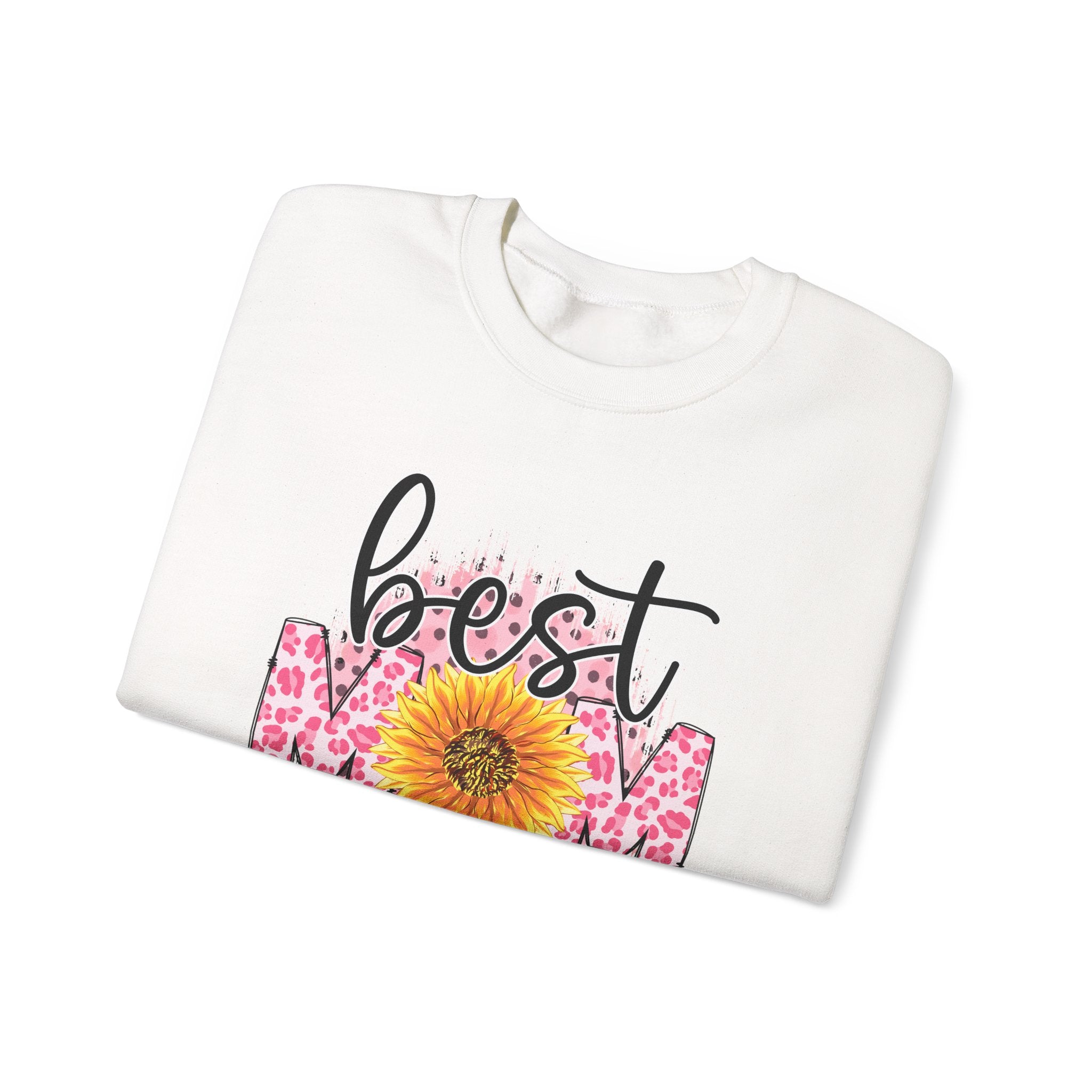 Best Mom Ever – Ayçiçekli Anne Oversize Sweatshirt (Bisiklet Yaka)