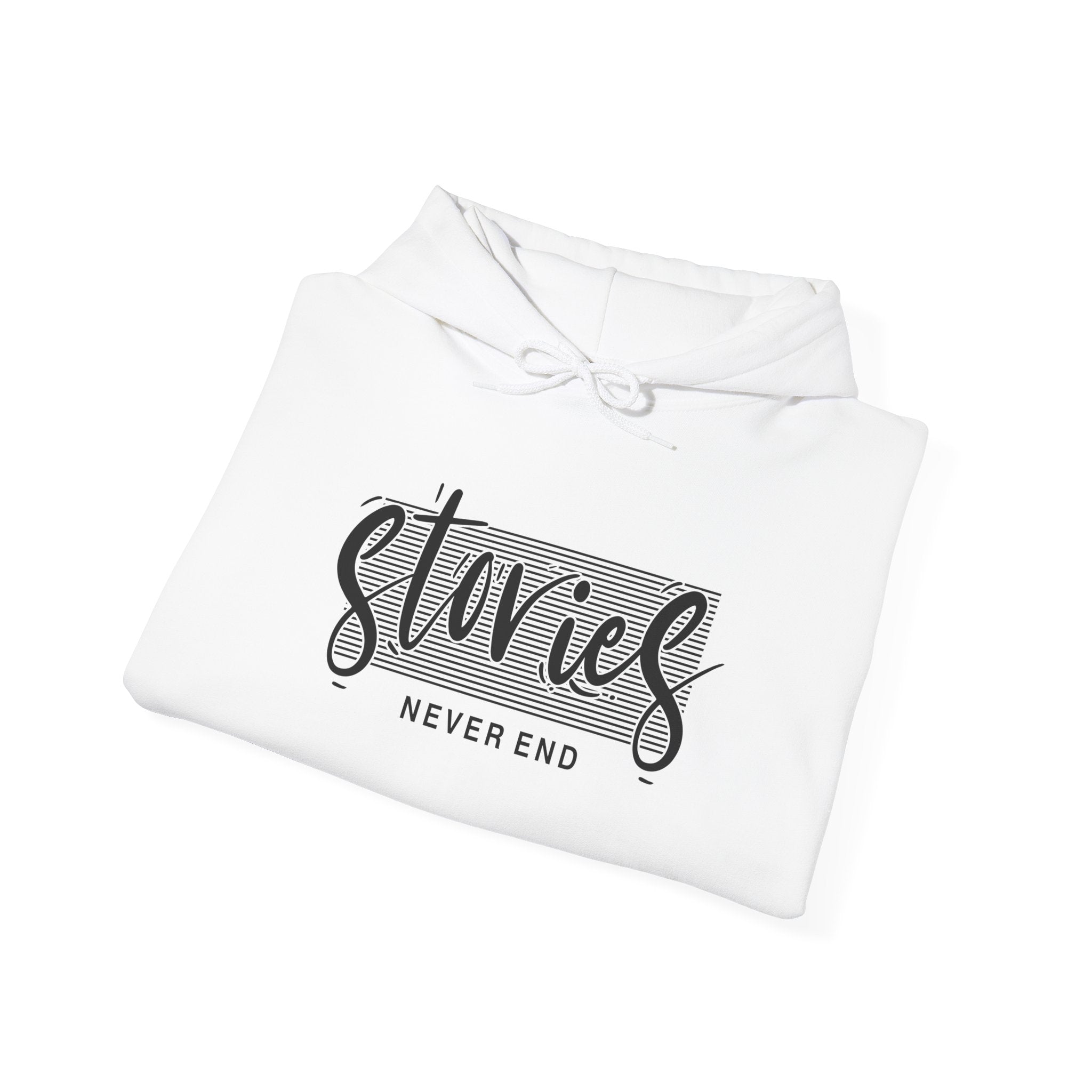 Stories Never End Kadın Kapüşonlu Sweatshirt – Minimal Yazı Tasarımlı Rahat Hoodie