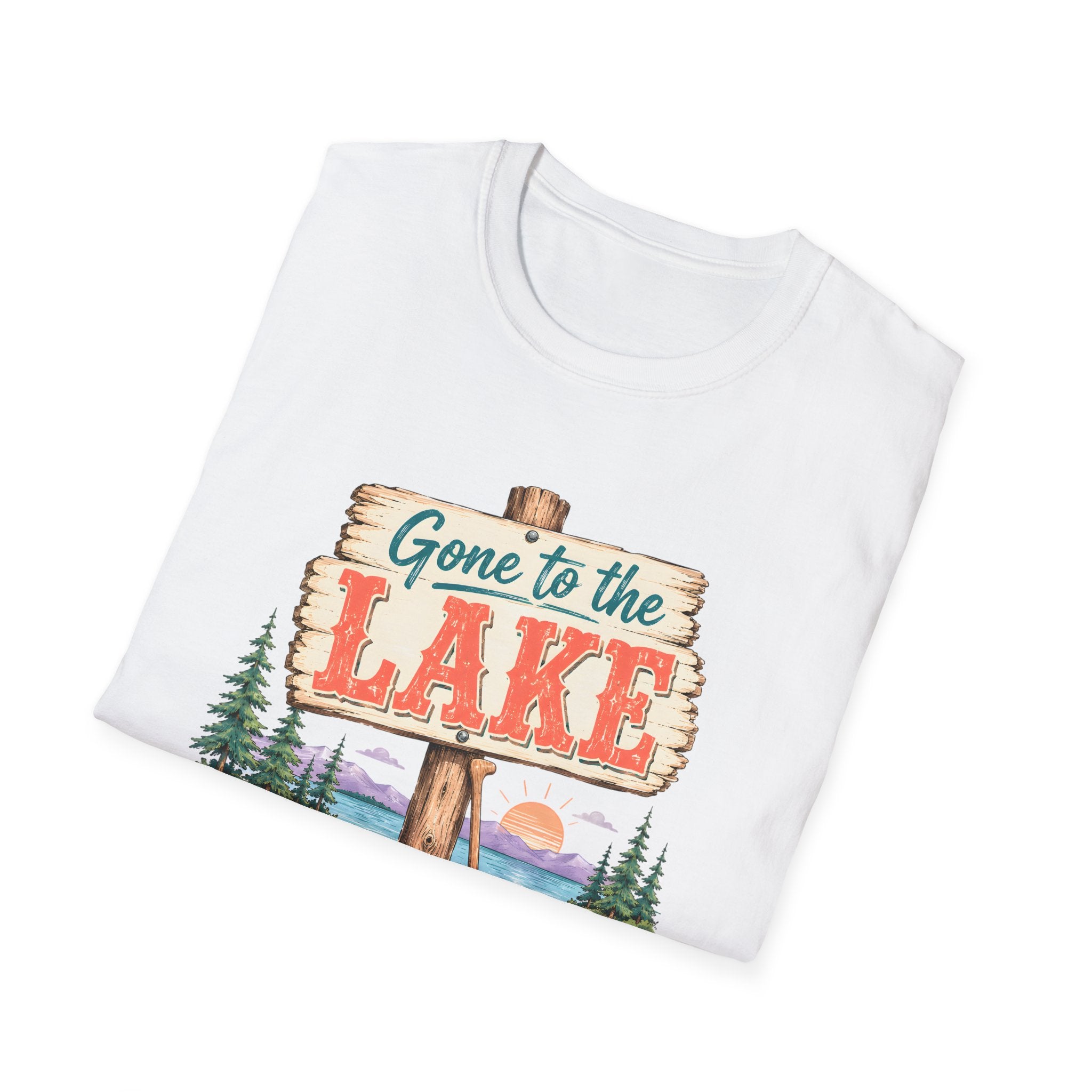 Gone to the Lake Baskılı Kadın Straight Fit Tişört – Doğa ve Kamp Temalı Tasarım