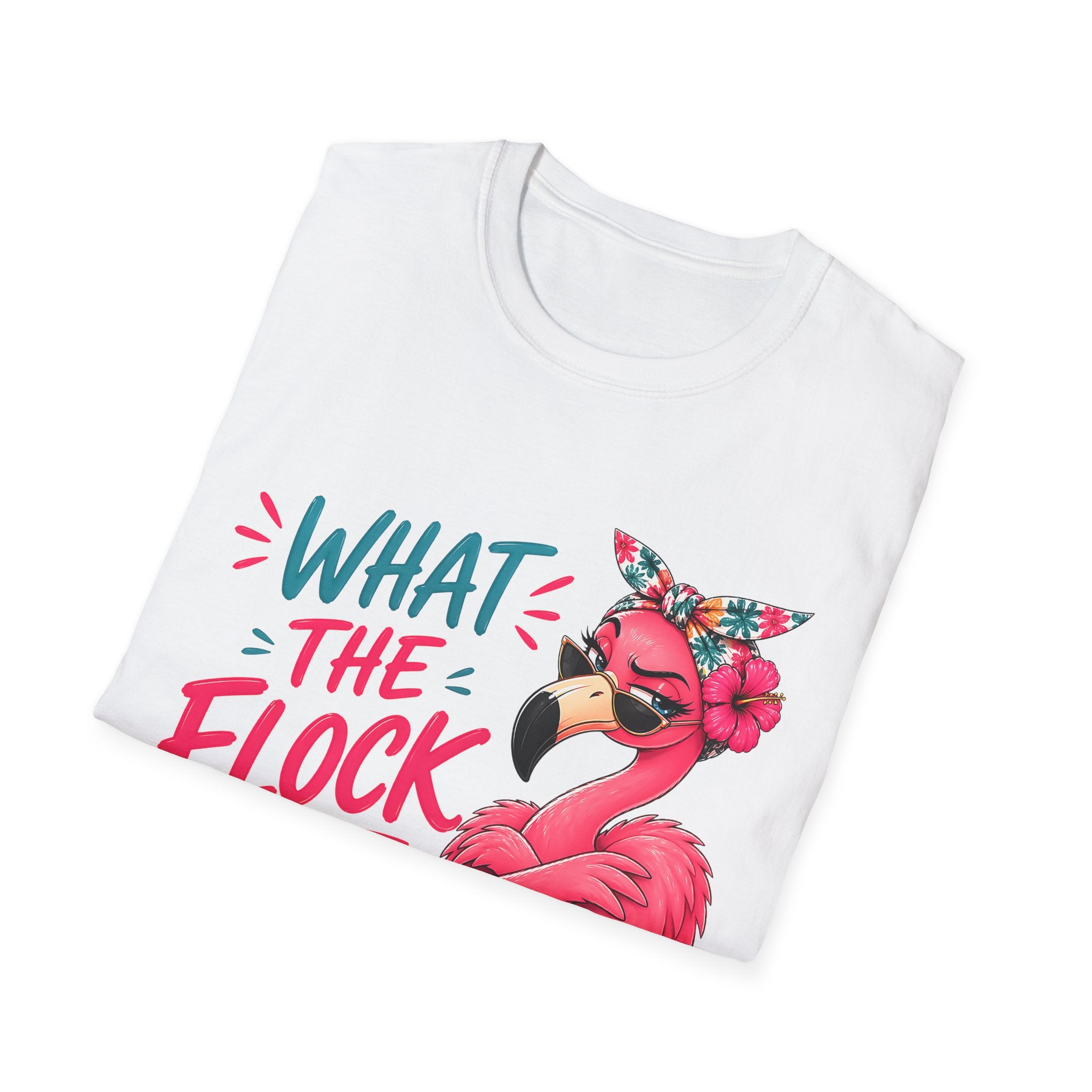 What The Flock Tasarımlı Kadın Straight Fit Tişört – Eğlenceli Flamingo Baskılı