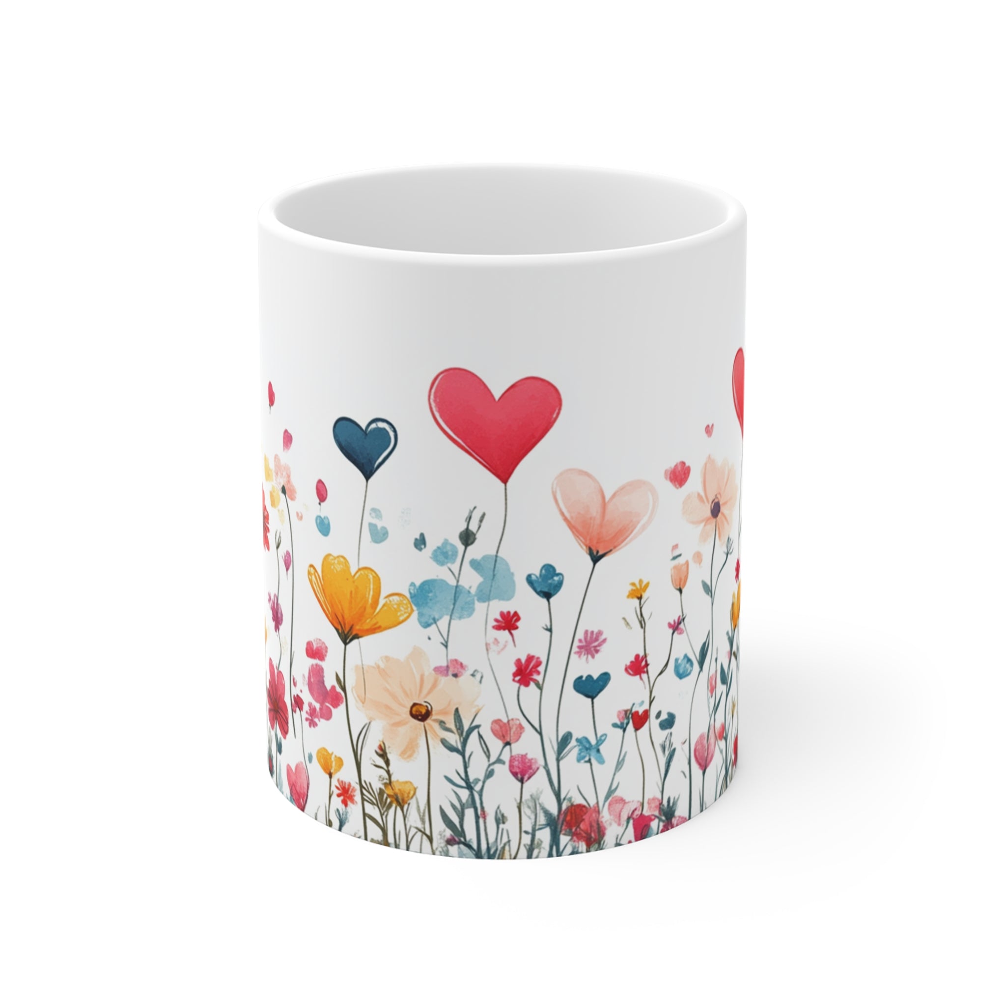 Kalpli Çiçekler – Romantik Porselen Kupa