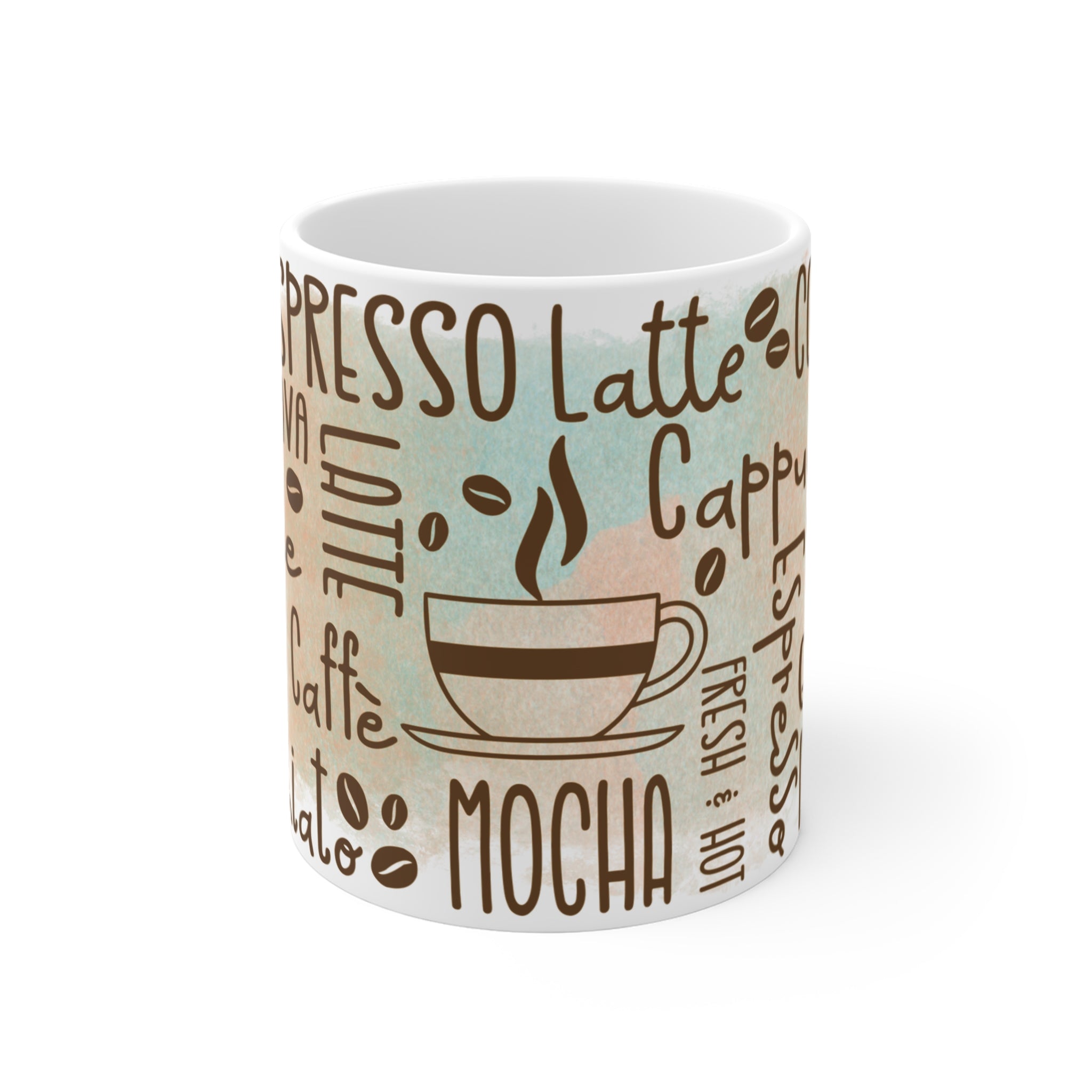 Coffee Lover Porselen Kupa - Cappuccino • Espresso • Latte • Mocha Tasarımlı