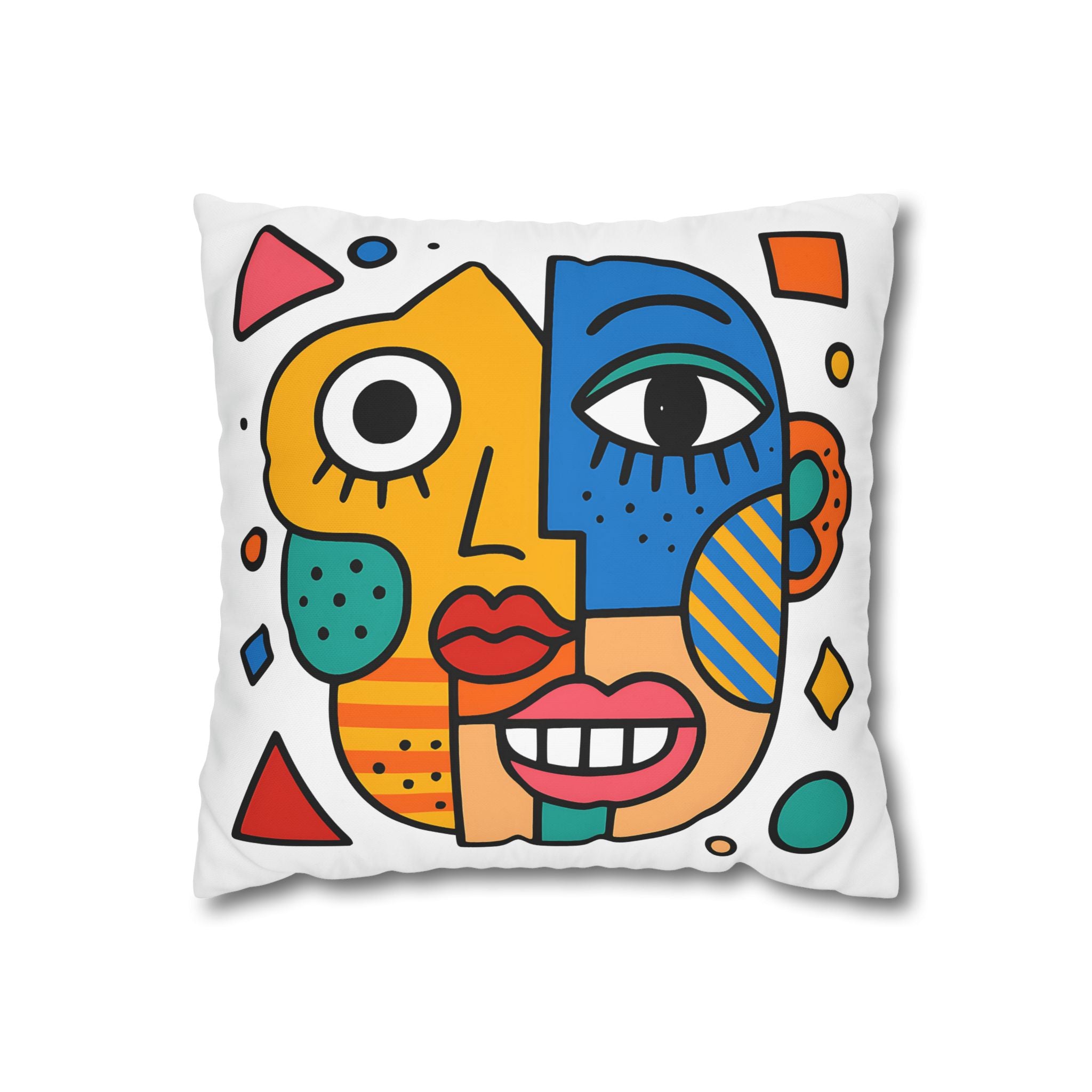 Modern Sanat Yüz Desenli Yastık Kılıfı