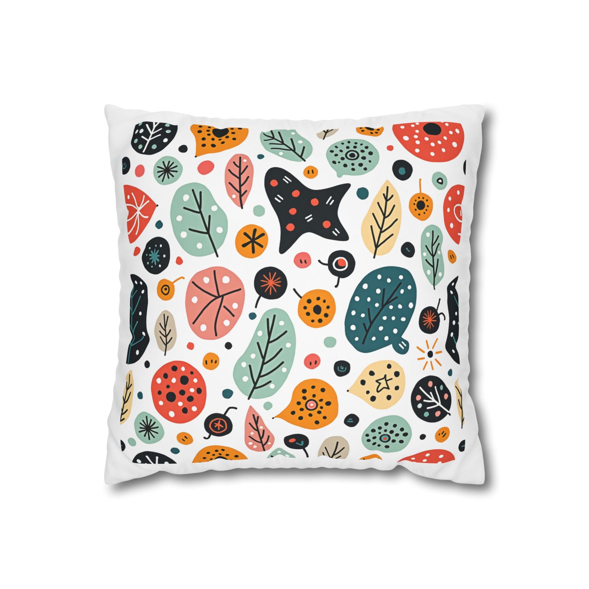 Renkli Yaprak Desenli Kanvas Yastık Kılıfı – Modern & Doğal Stil