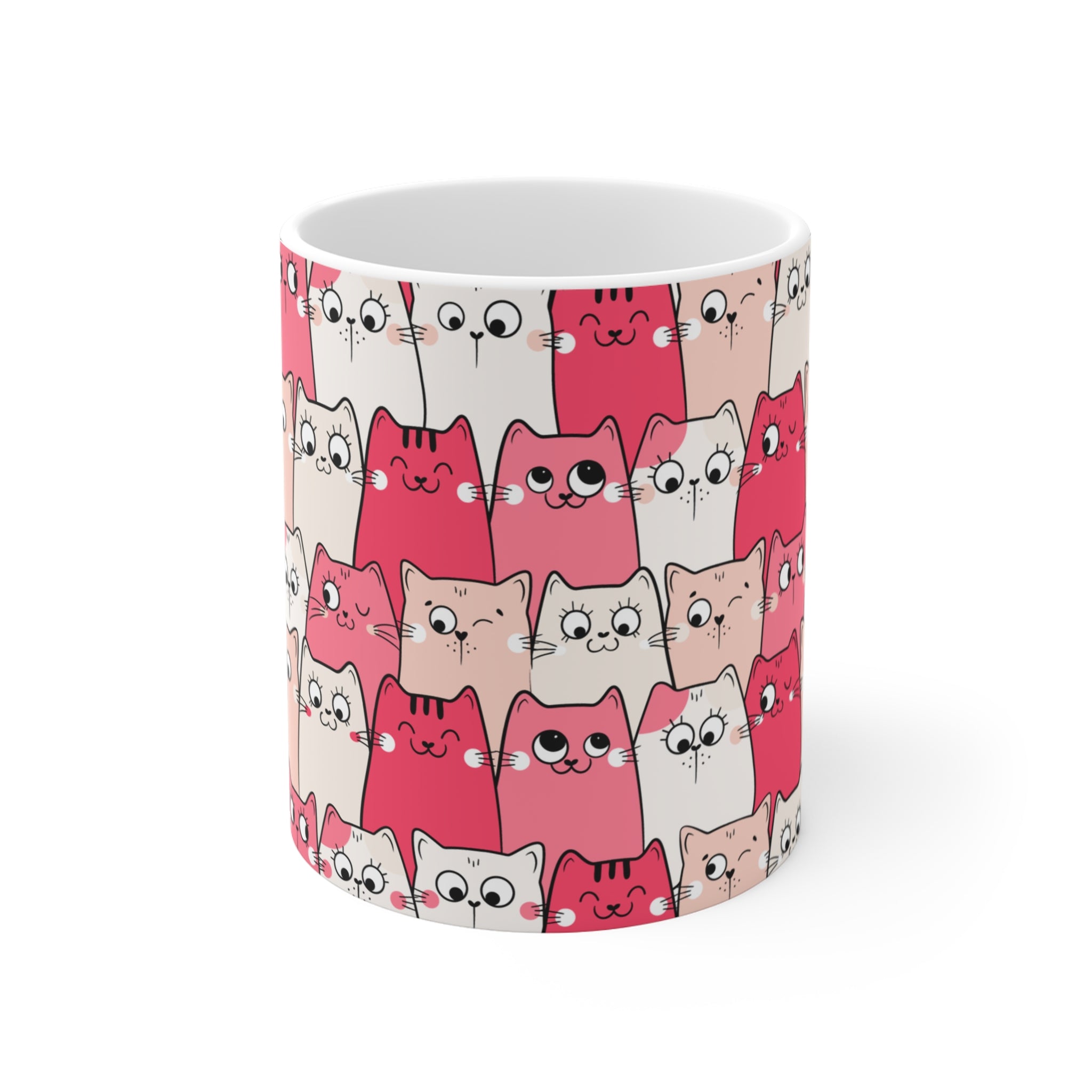 Sevimli Kediler Desenli Porselen Kupa