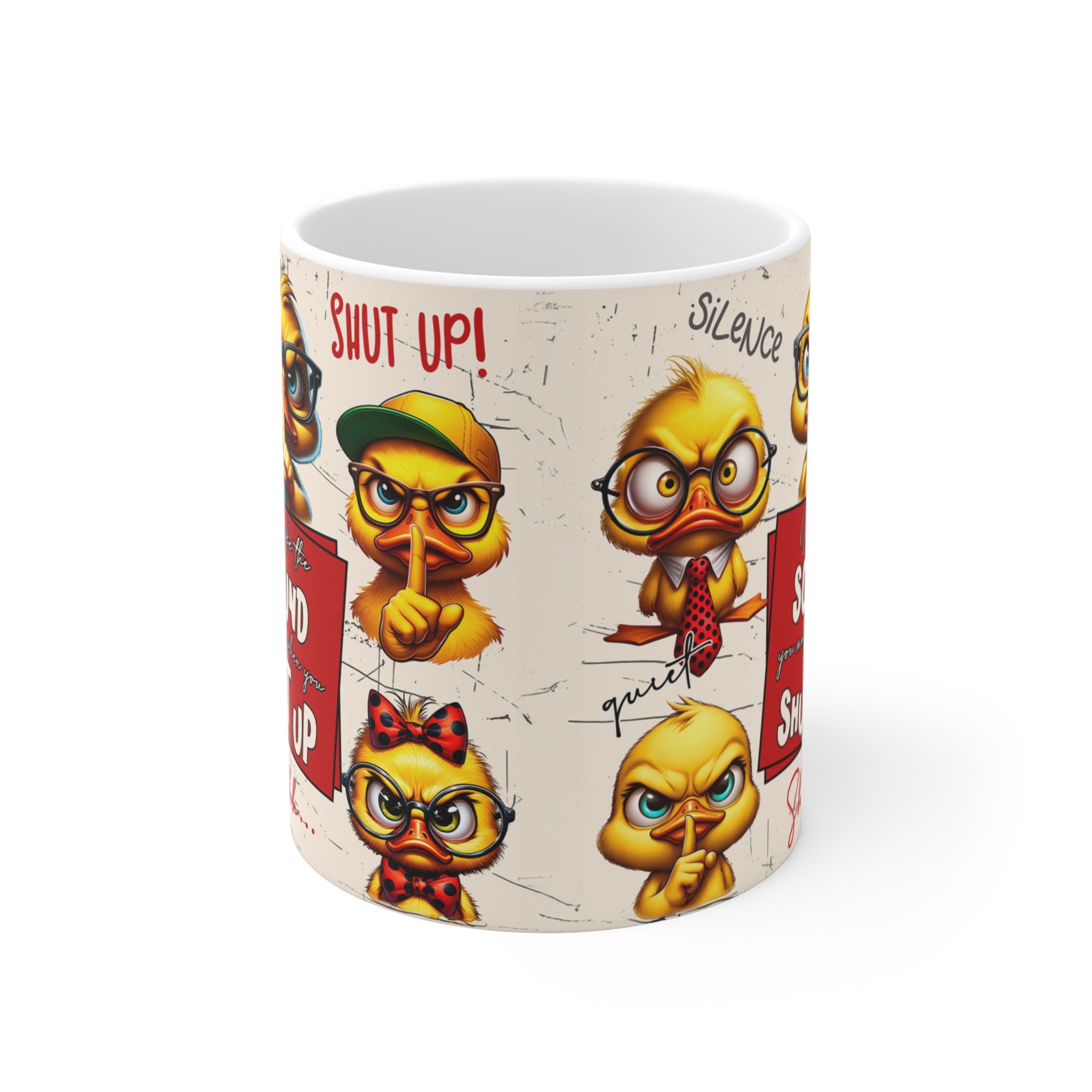 Komik Ördek Tasarımlı Porselen Kupa – “Shut Up” Funny Coffee Mug