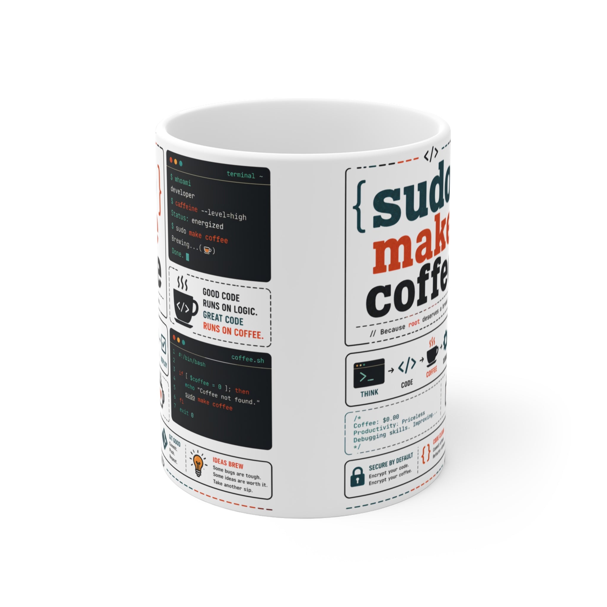 Porselen Kupa – "Sudo Make Coffee"