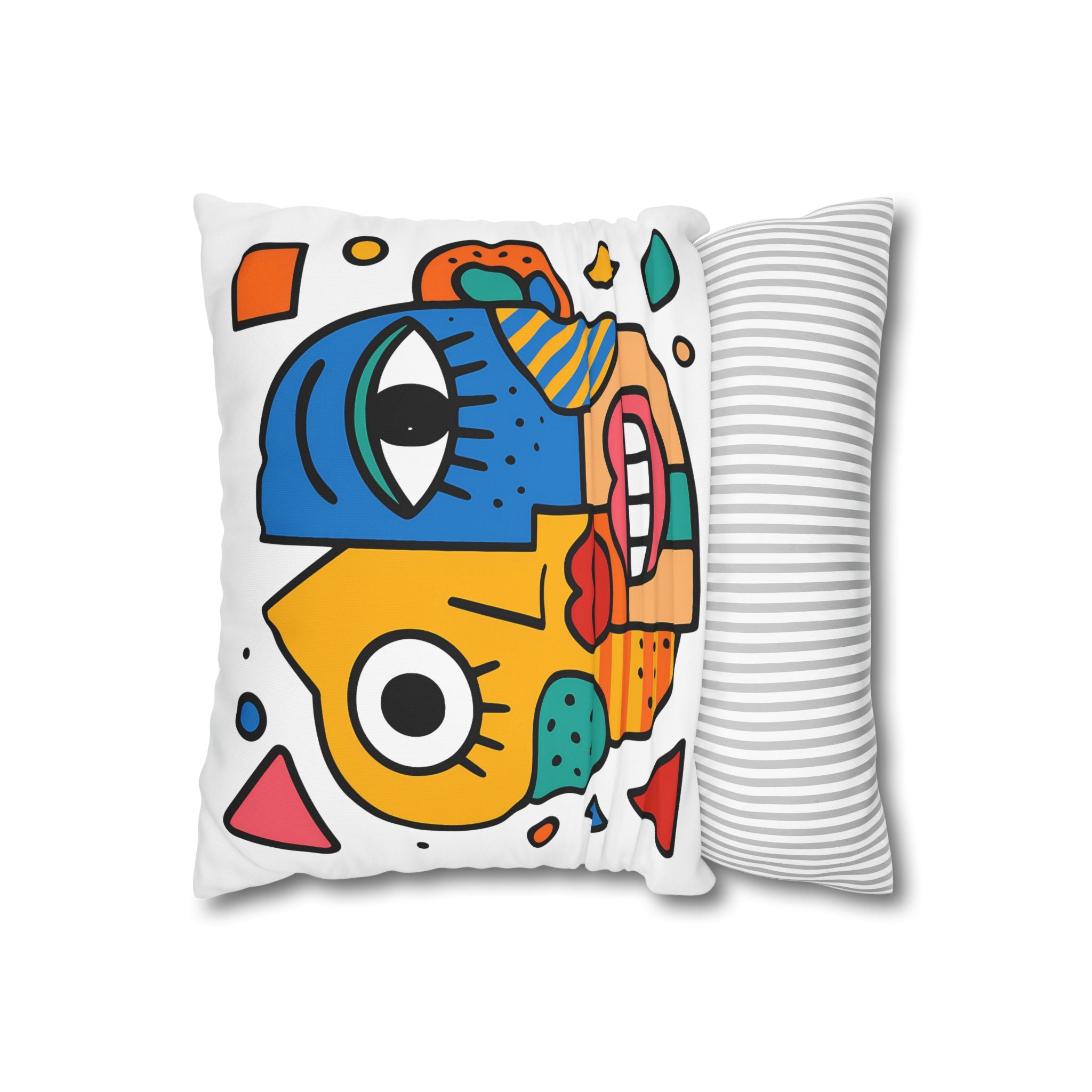 Modern Sanat Yüz Desenli Yastık Kılıfı