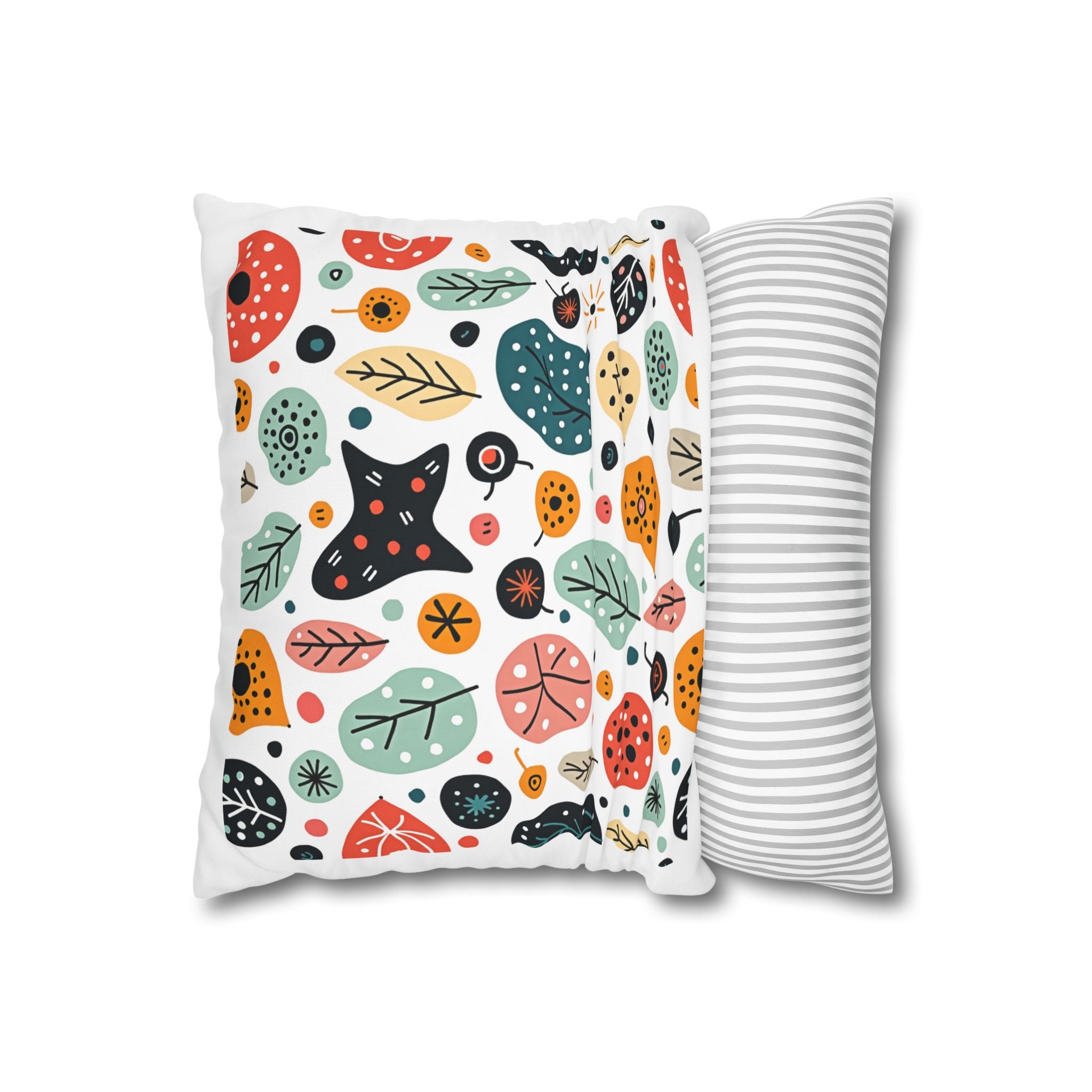 Renkli Yaprak Desenli Kanvas Yastık Kılıfı – Modern & Doğal Stil