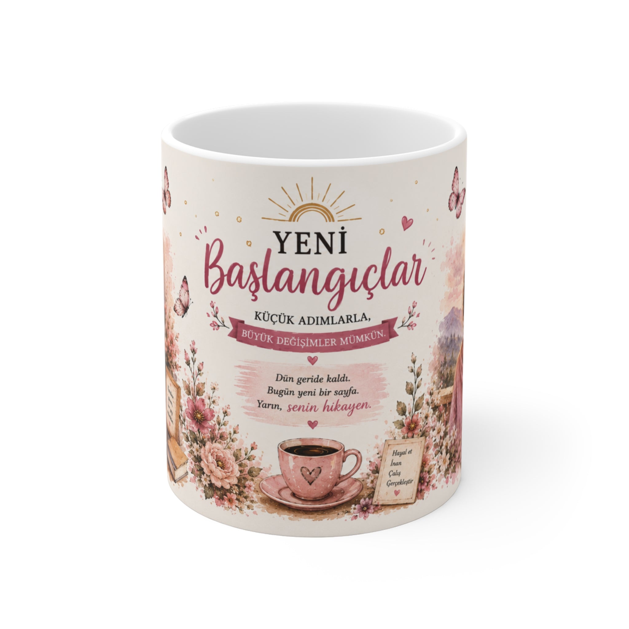 Yeni Başlangıçlar Motivasyon Kupası – İlham Veren Sözlü Porselen Kupa