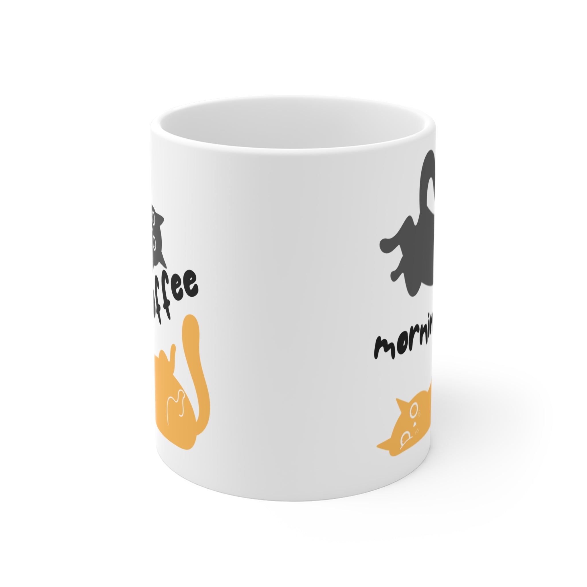 Morning Coffee Cat Porselen Kupa – Sevimli Kedili Kahve Kupası